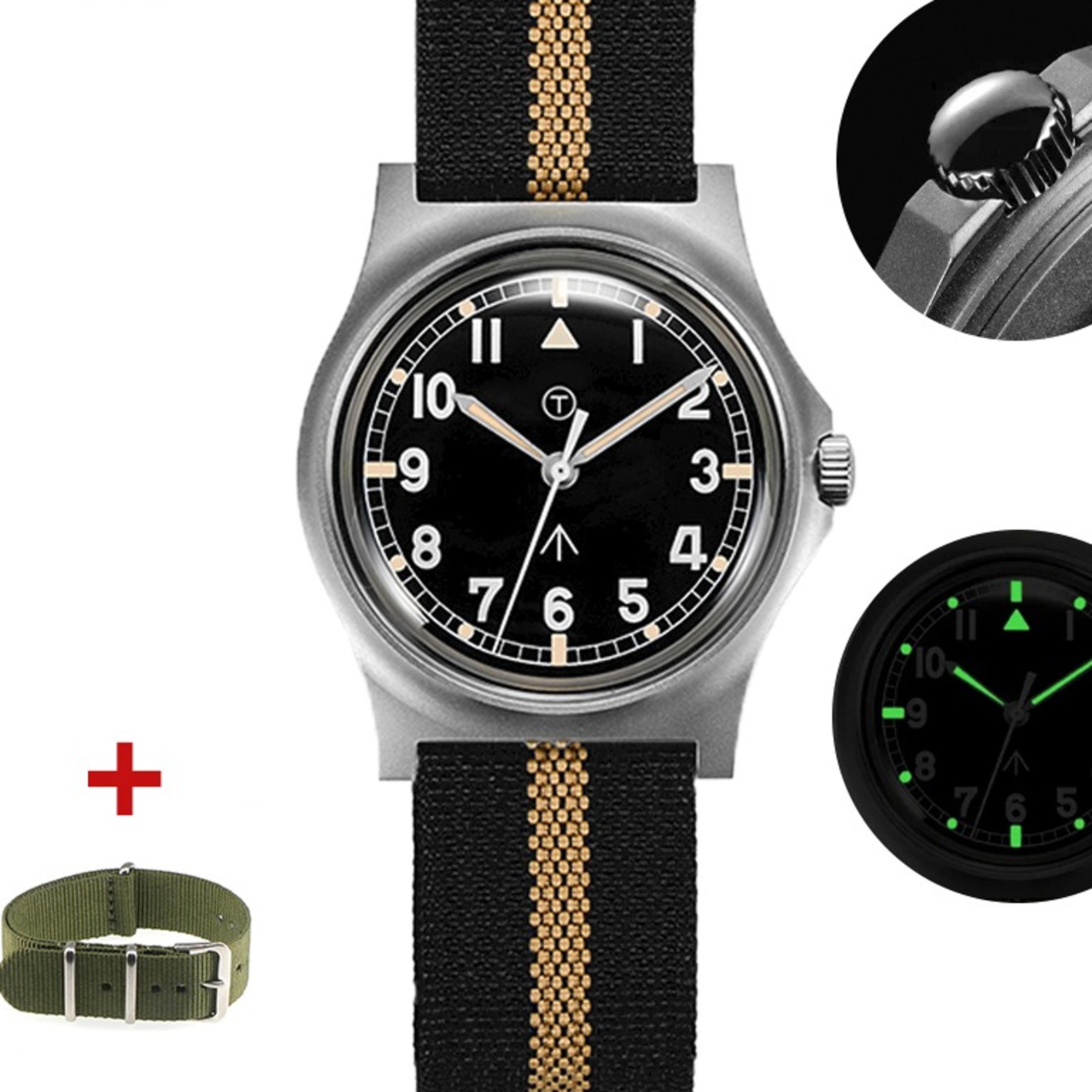 military mens quartz watch with luminous dial stainless steel waterproof design