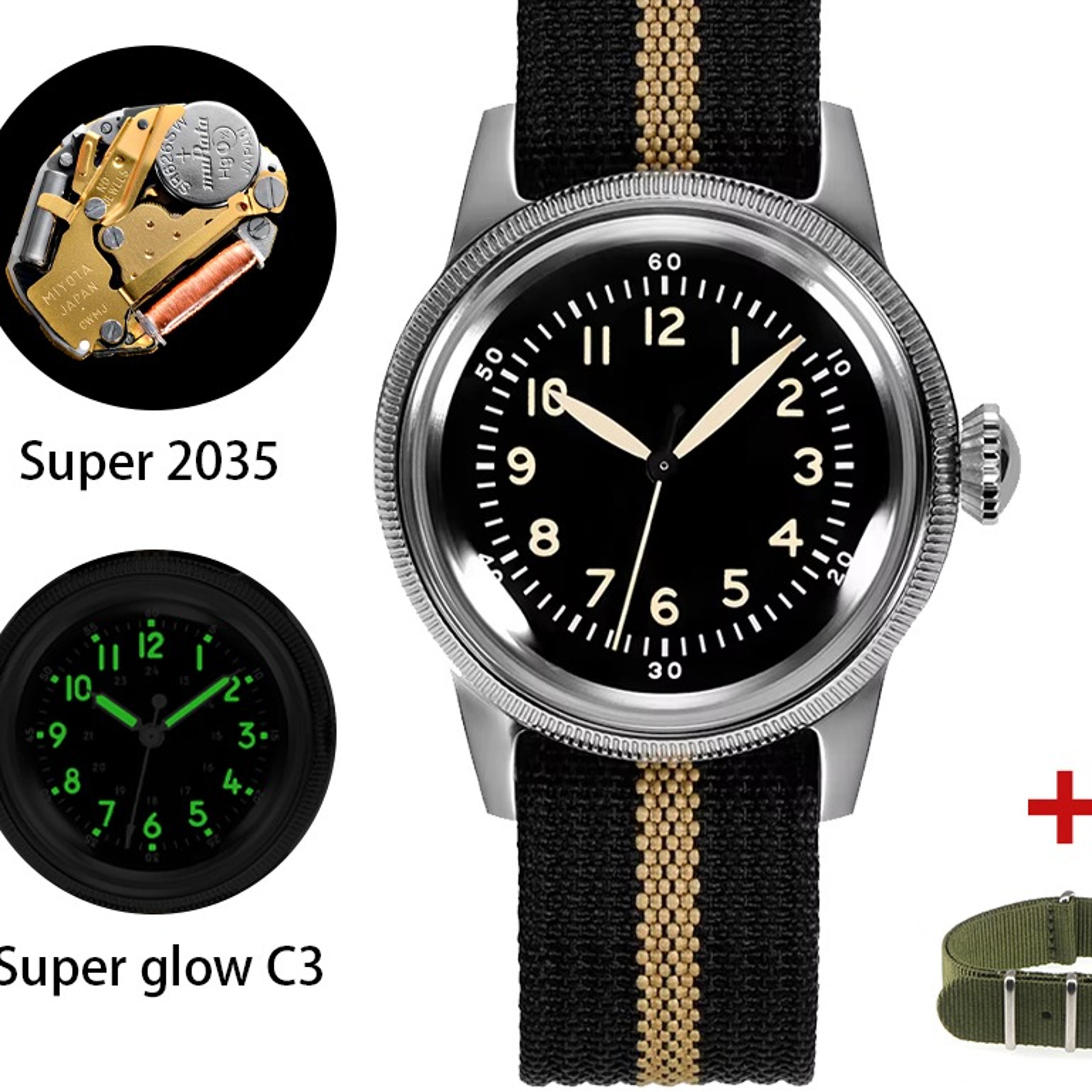 pilot military quartz watch stainless steel luminous retro sports watch