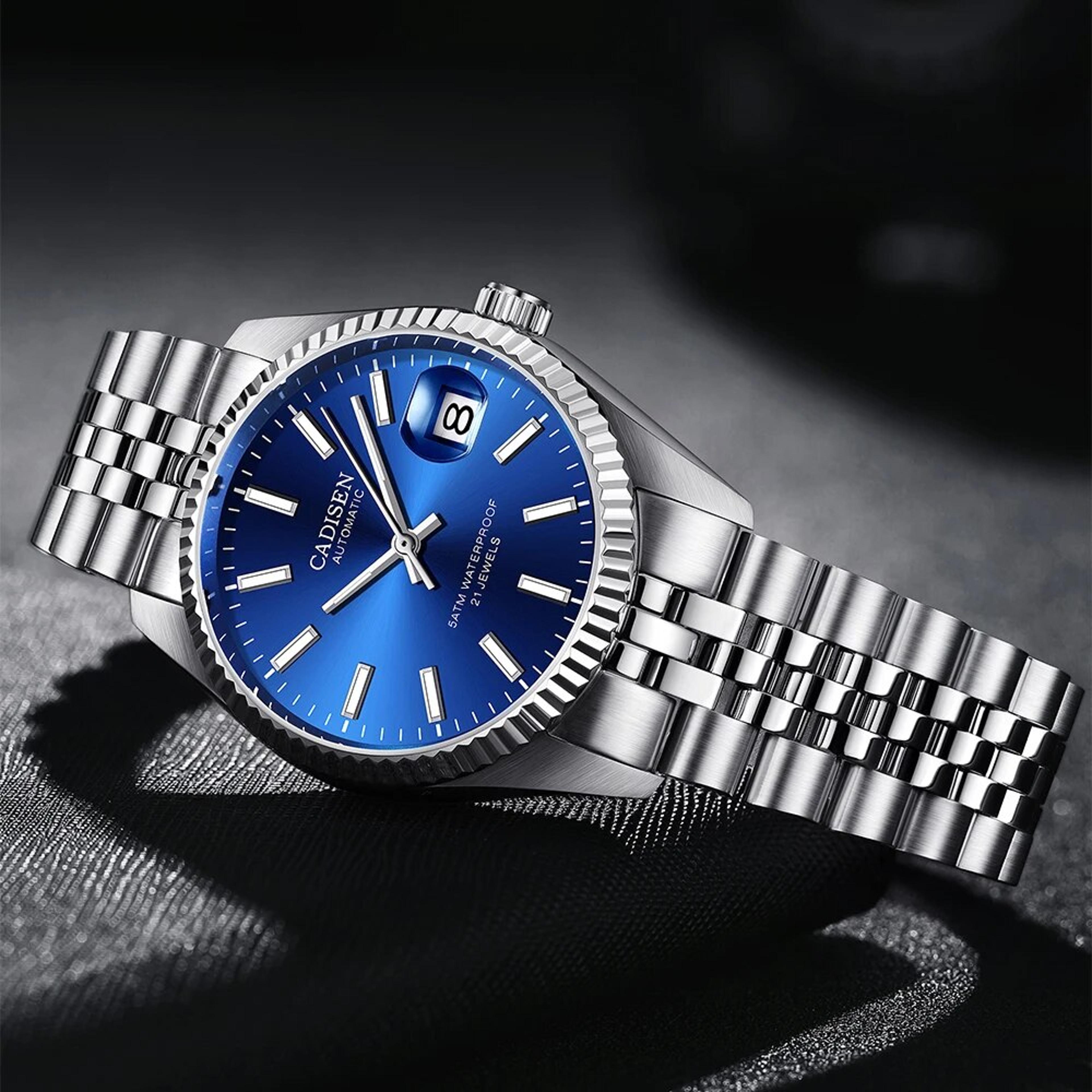luxury automatic mechanical watch for men stainless steel business waterproof wristwatch