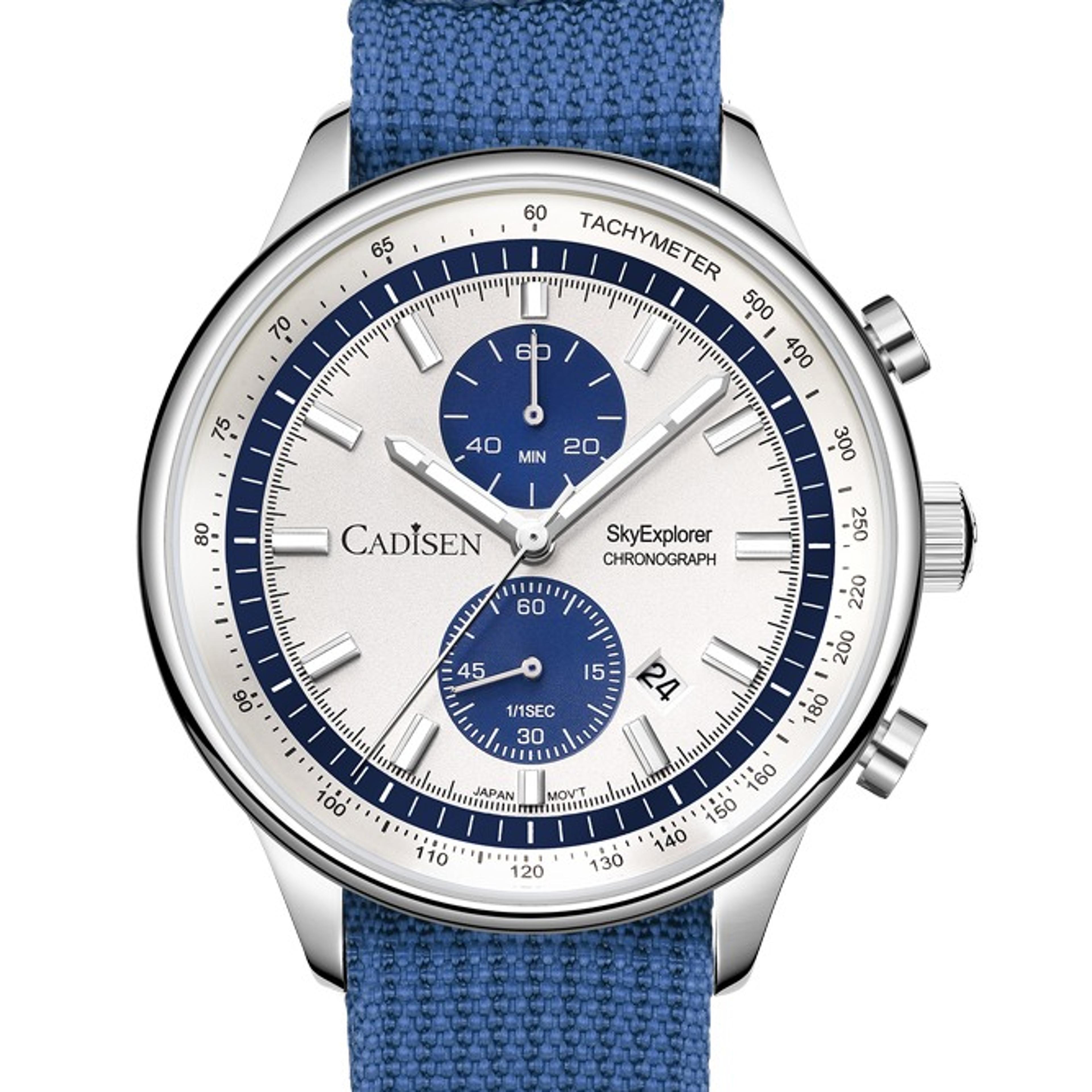 luxury men chronograph quartz watch with miyota movement waterproof canvas strap