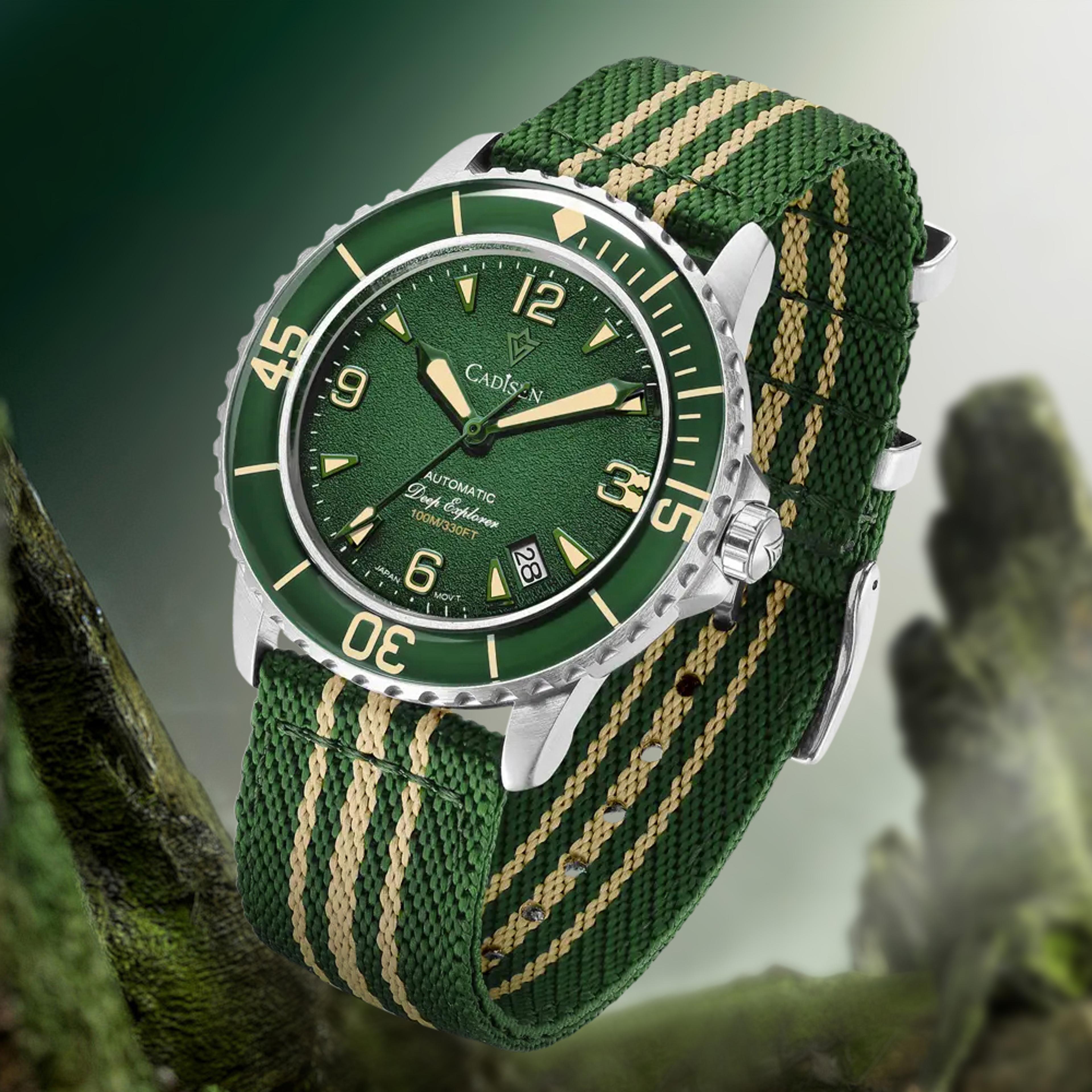 automatic mechanical watch men canvas strap luminous waterproof luxury wristwatch