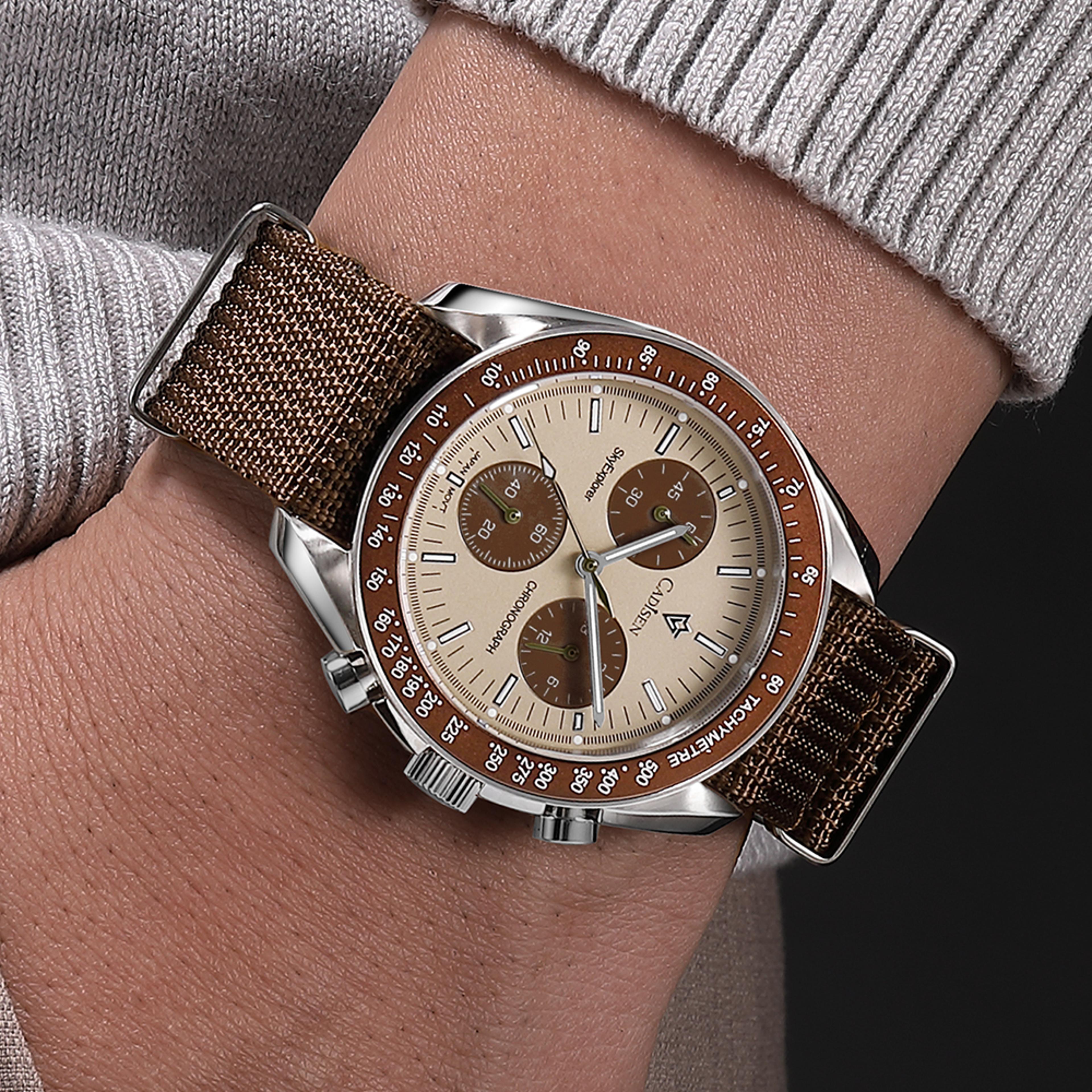 luxury mens quartz chronograph watch with japan movement