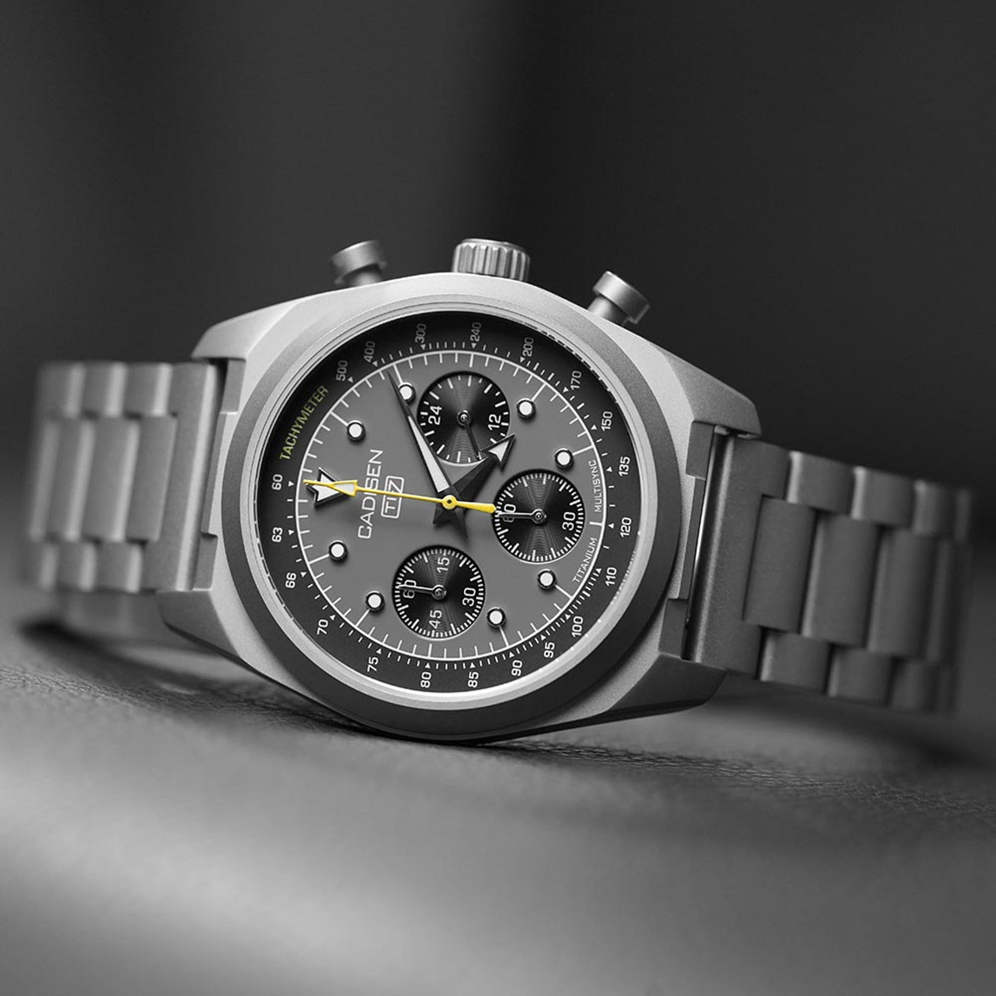 titanium moon chronograph mens watch with movement sapphire crystal