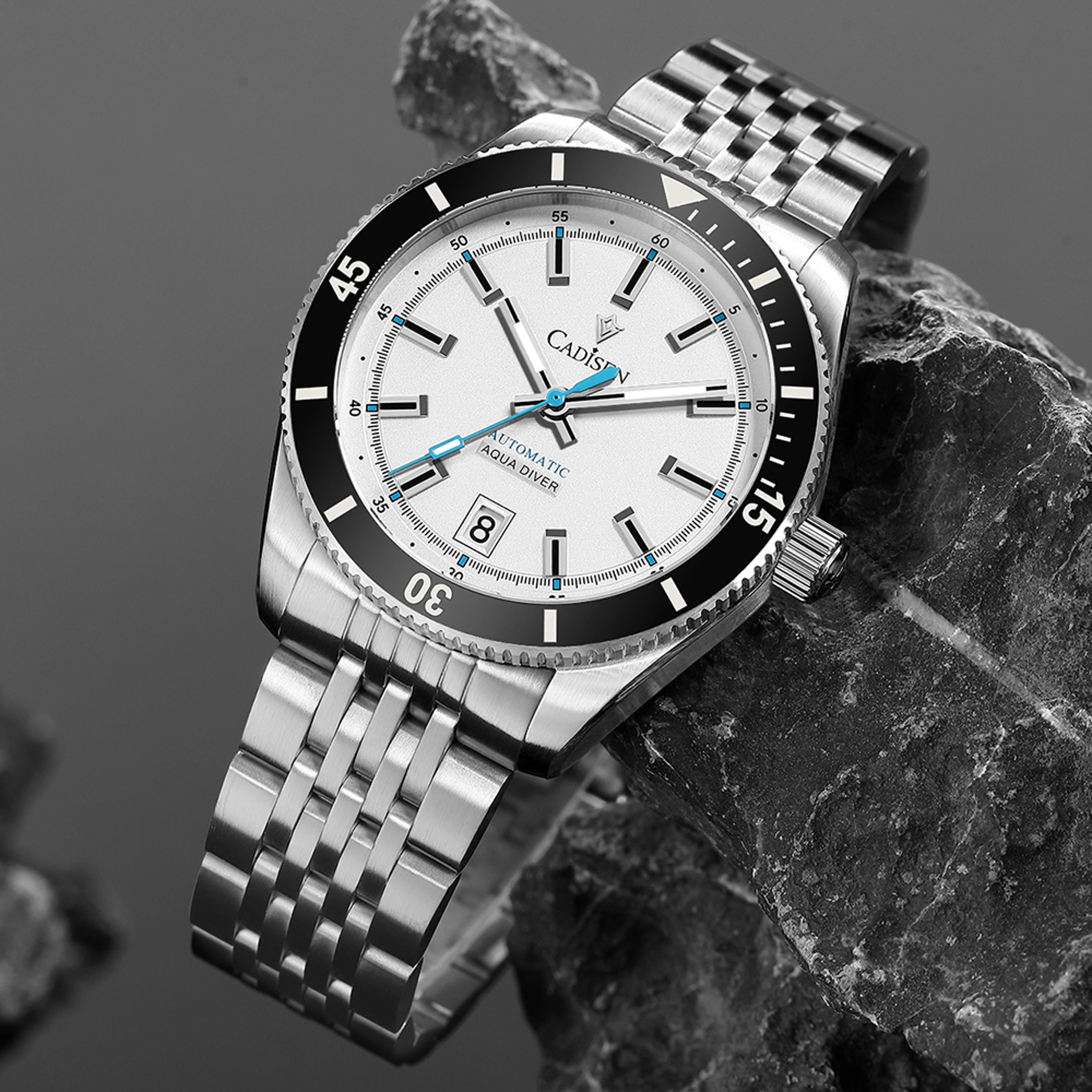 automatic mechanical mens watch with miyota movement ceramic bezel