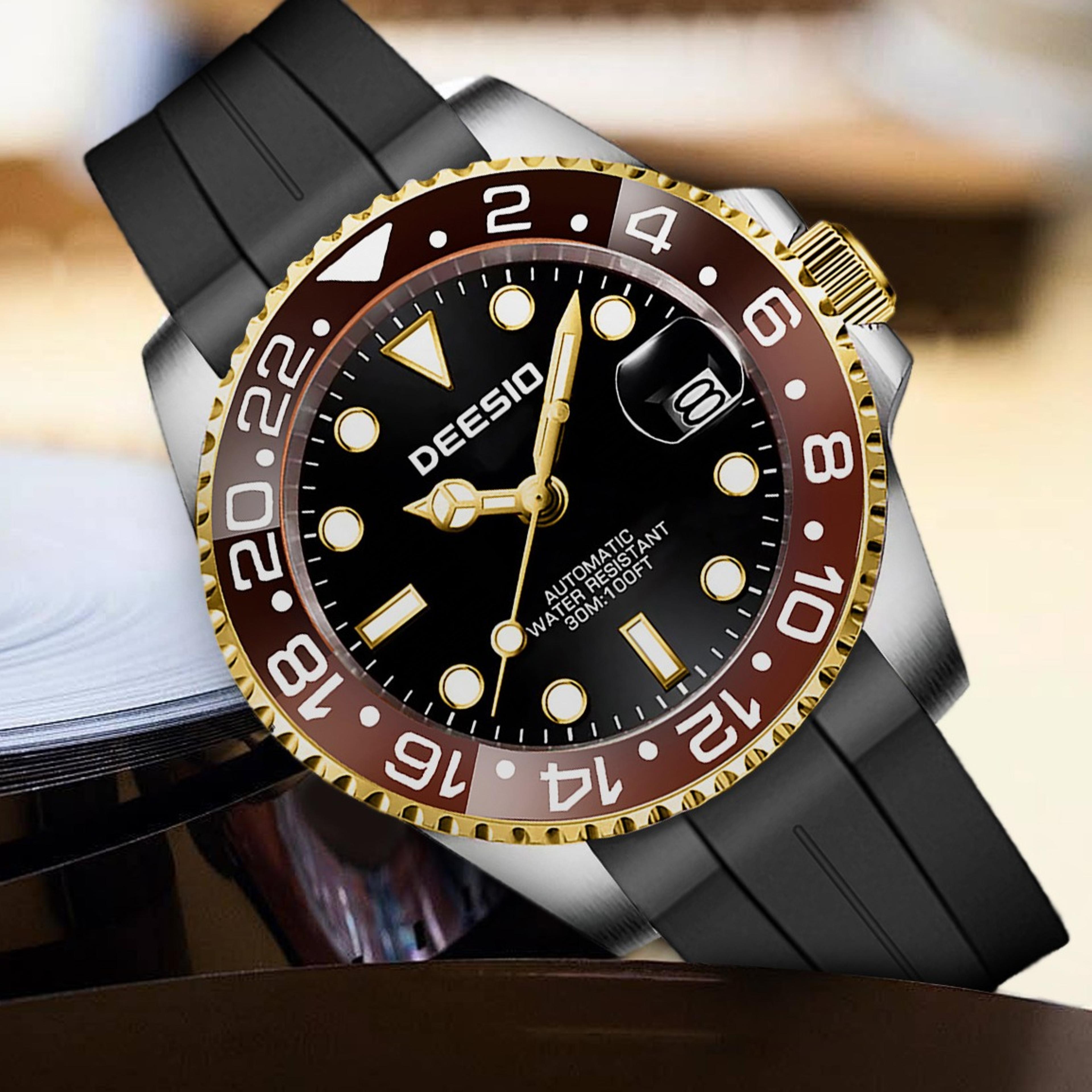 automatic mechanical watch for men stainless steel business casual luminous date watch