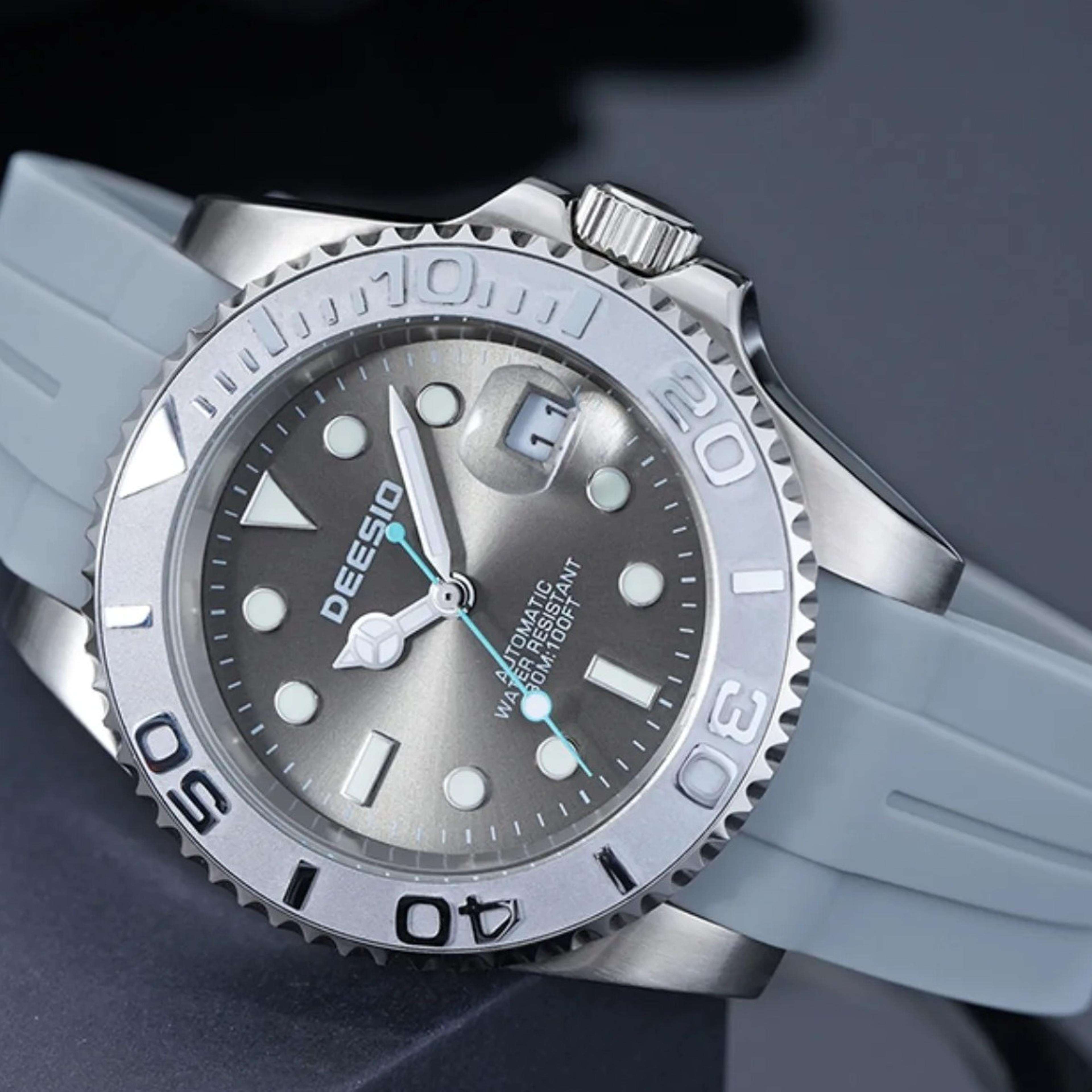 luxury automatic mechanical watch for men stainless steel calendar waterproof wristwatch