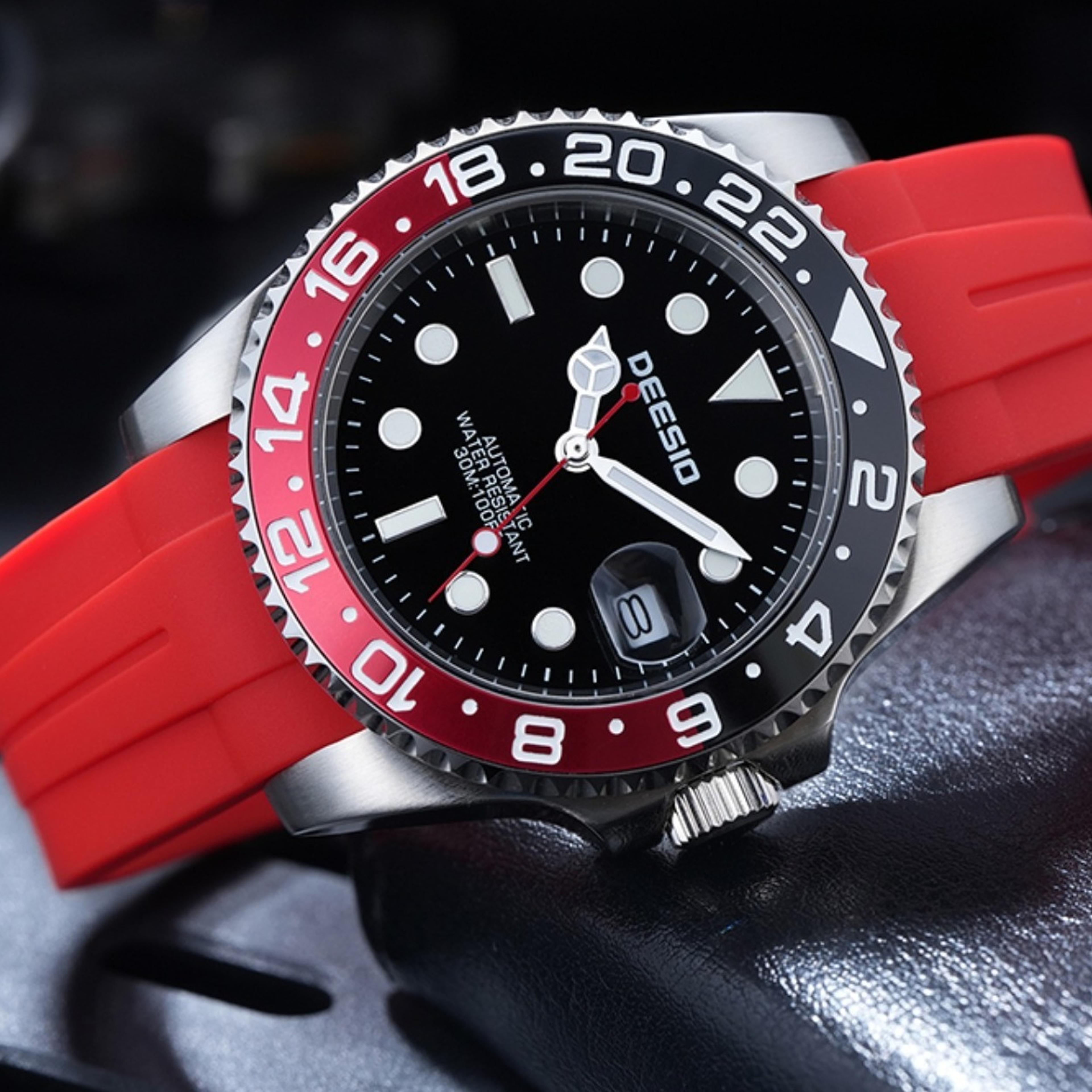 mens automatic mechanical watch with calendar display stainless steel fashion wristwatch