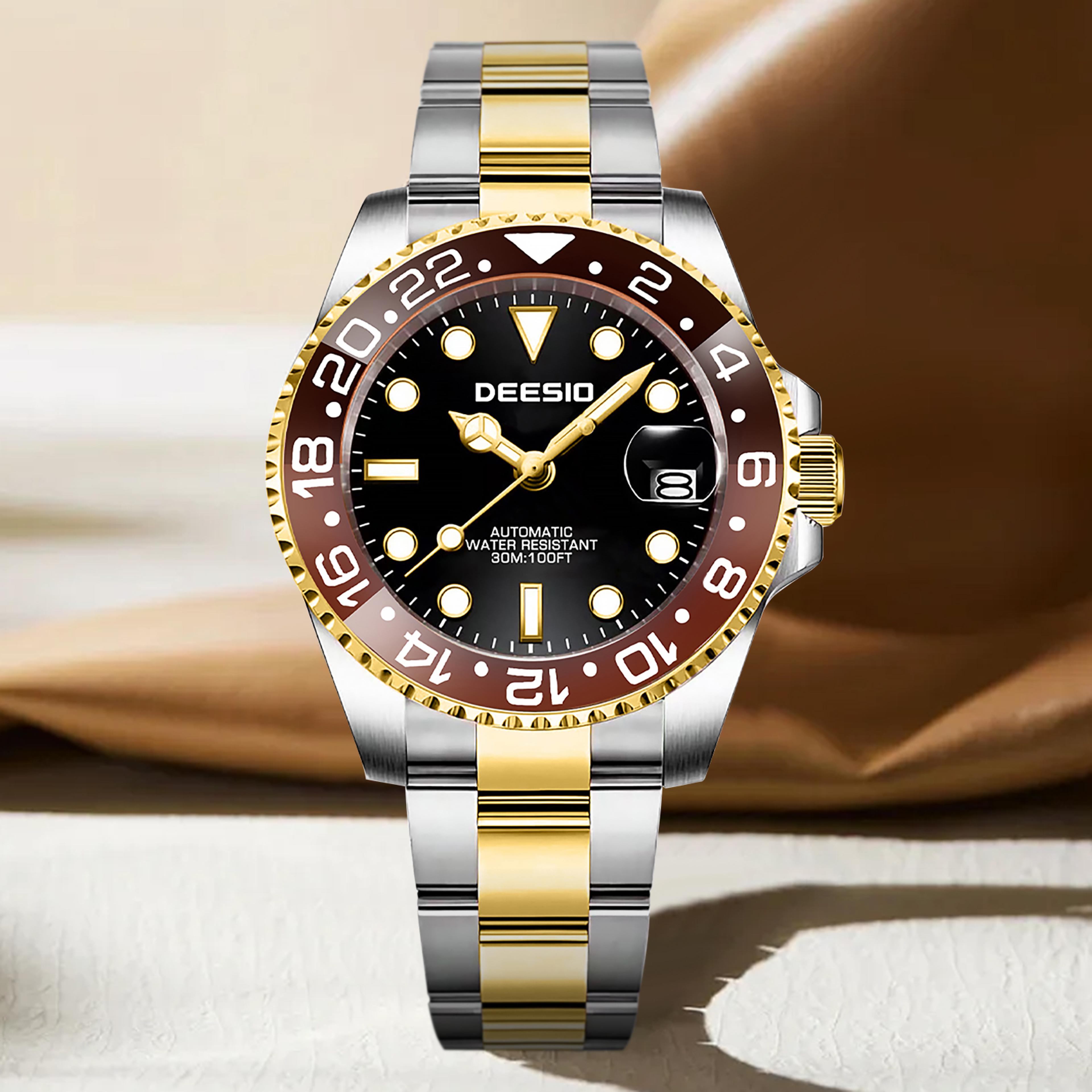 men automatic mechanical stainless steel wristwatch classic fashion luminous gift watch