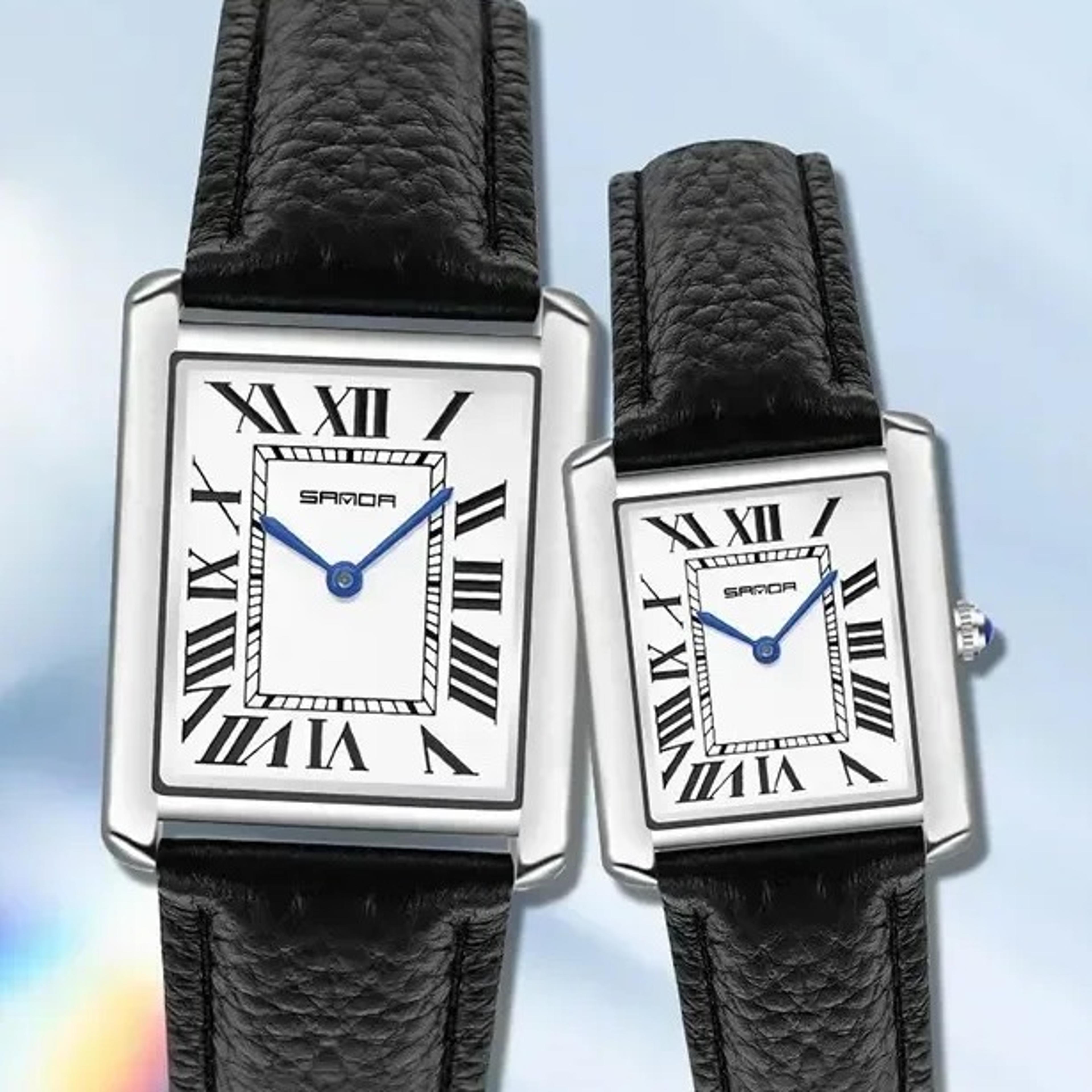 luxury couple quartz watches for men and women waterproof leather strap gift set