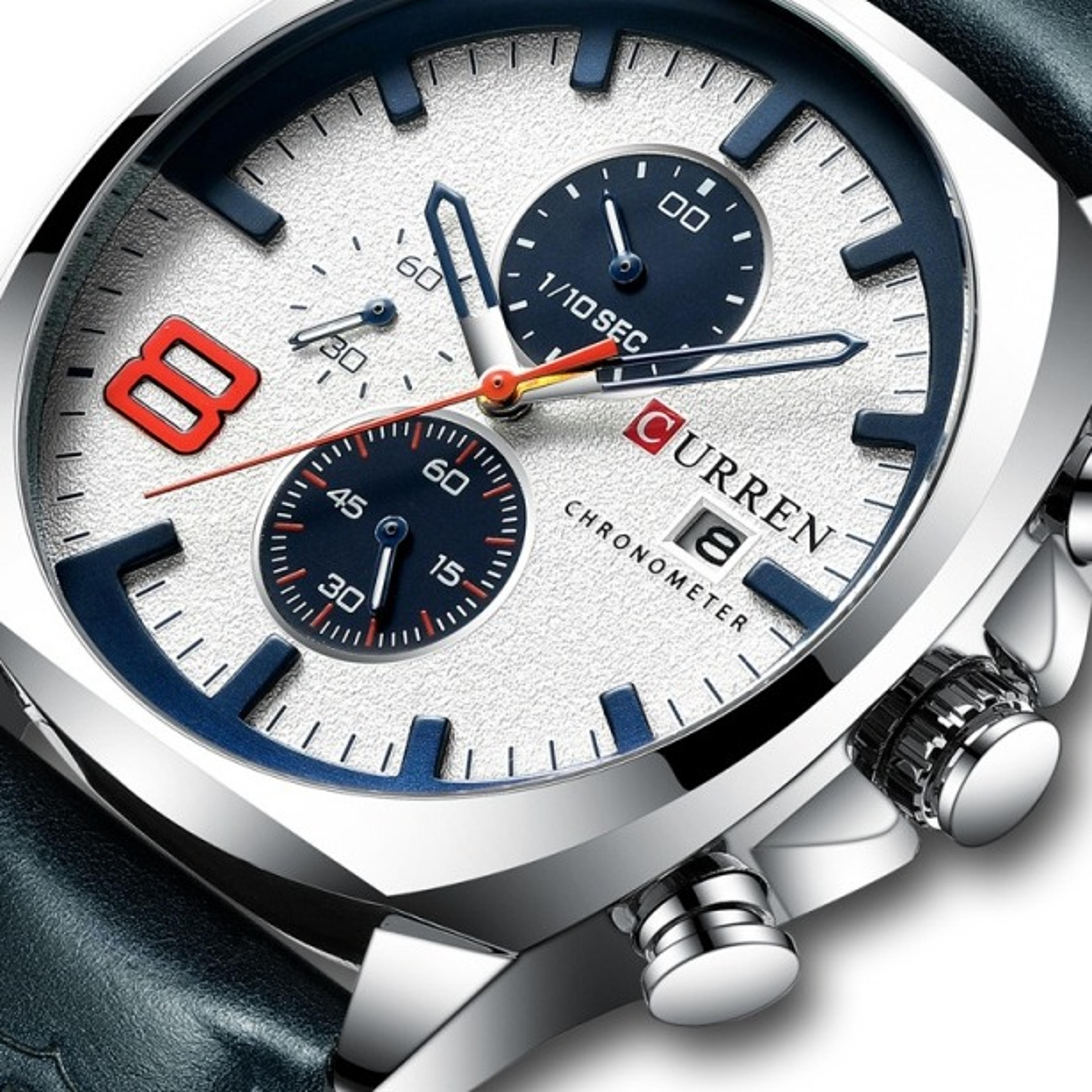 classic minimalist leather strap quartz watch with calendar waterproof design