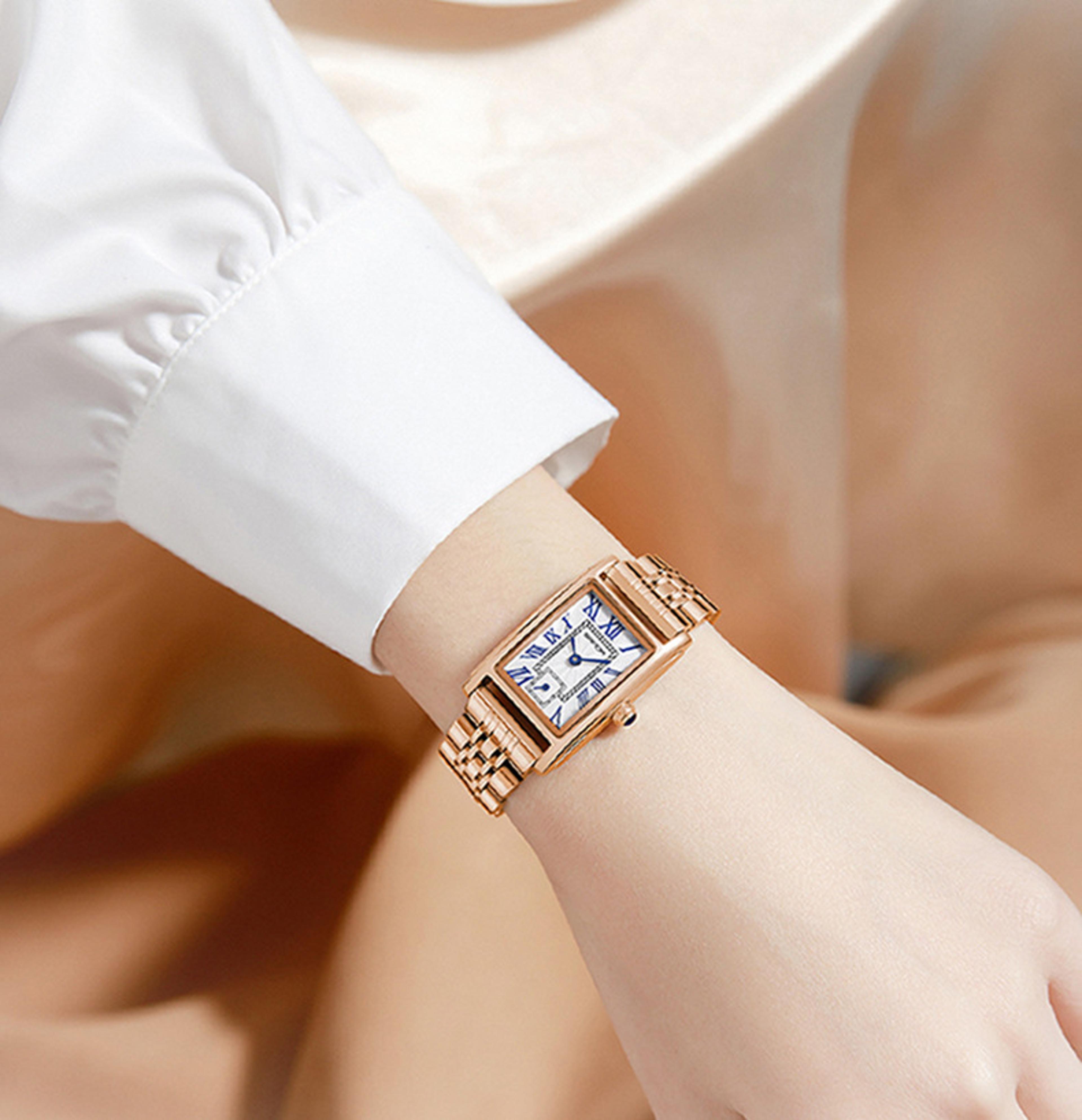 elegant womens rectangle dial analog quartz watch stylish business wristwatch