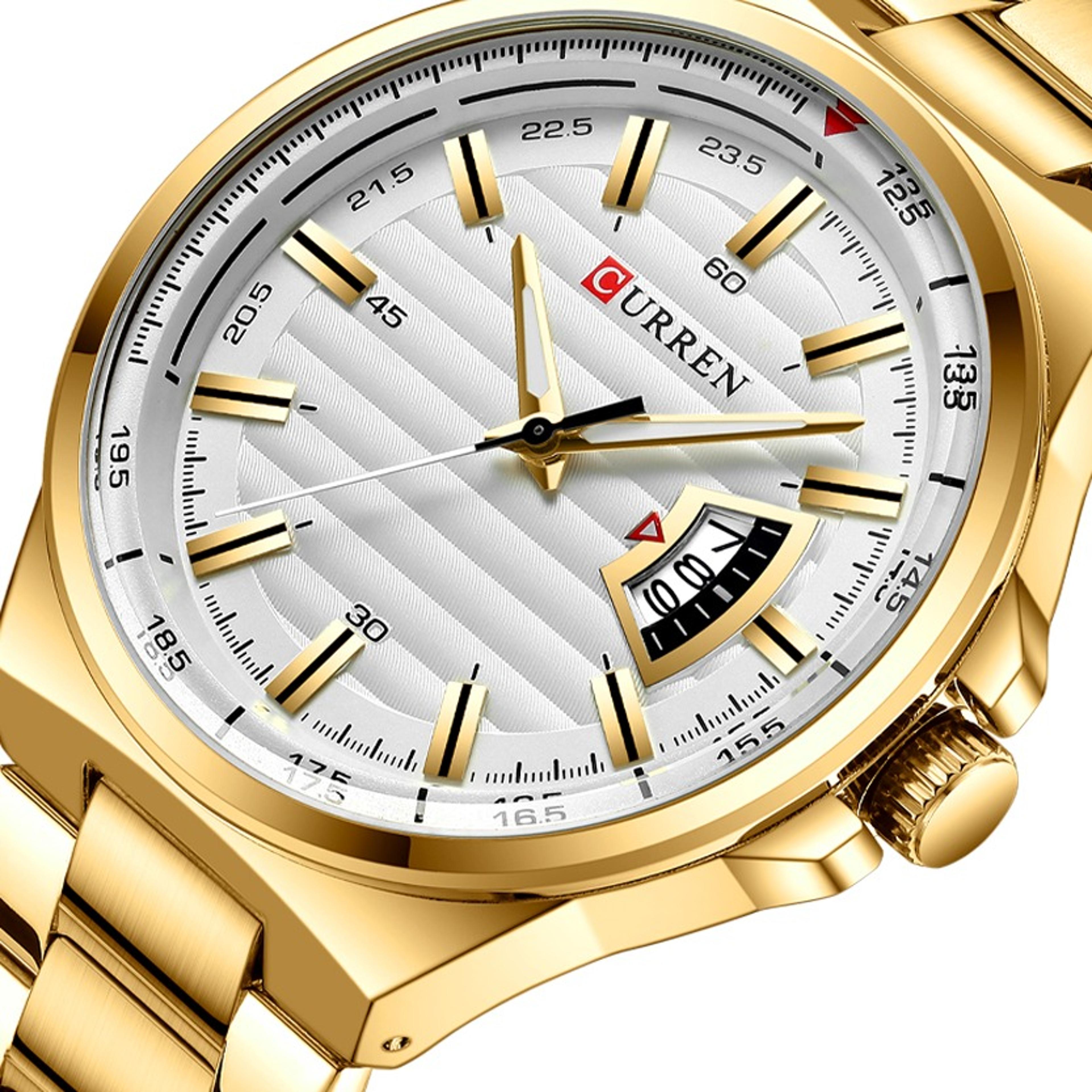 waterproof quartz calendar mens watch with steel strap for business style