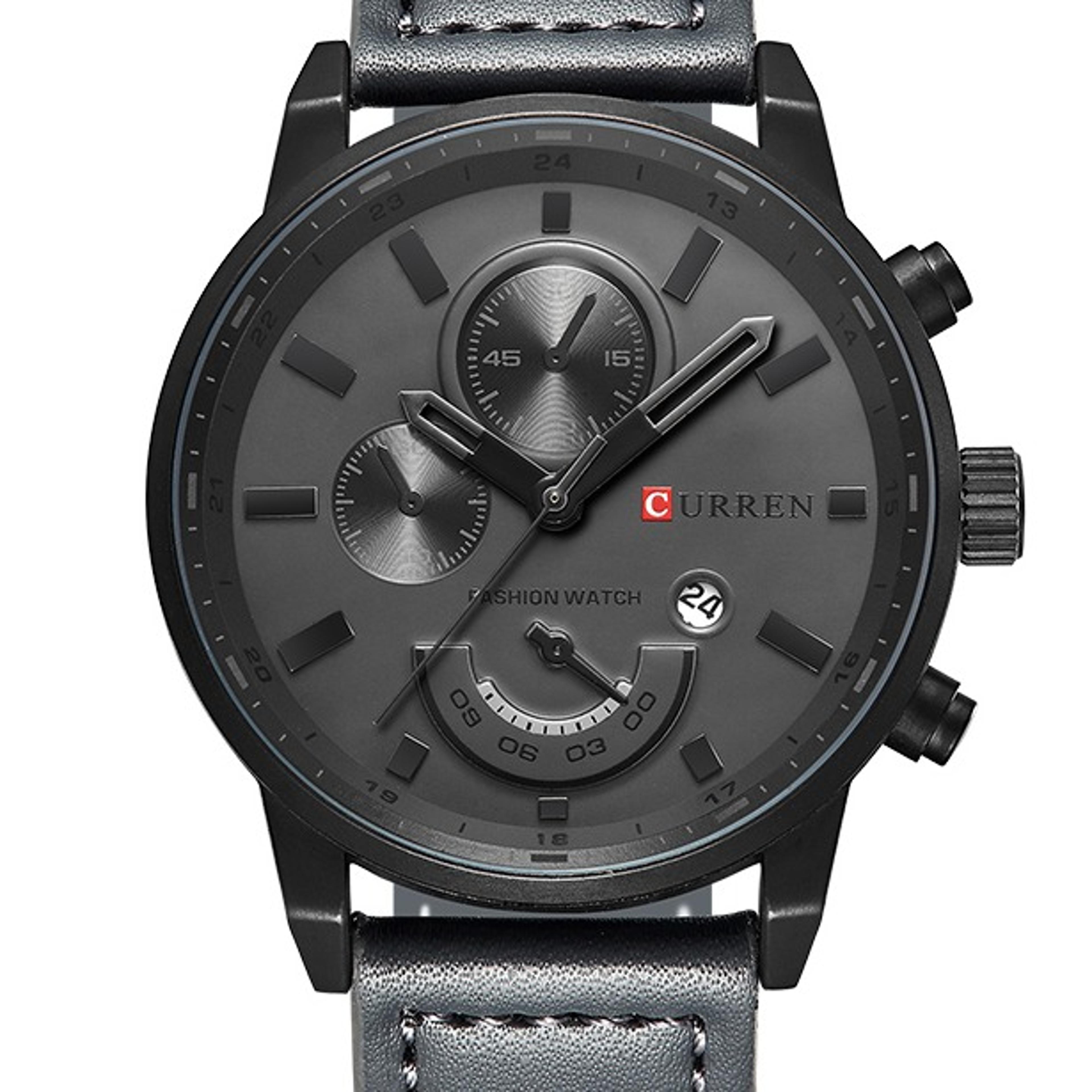 mens business sport quartz watch with leather strap waterproof casual wristwatch