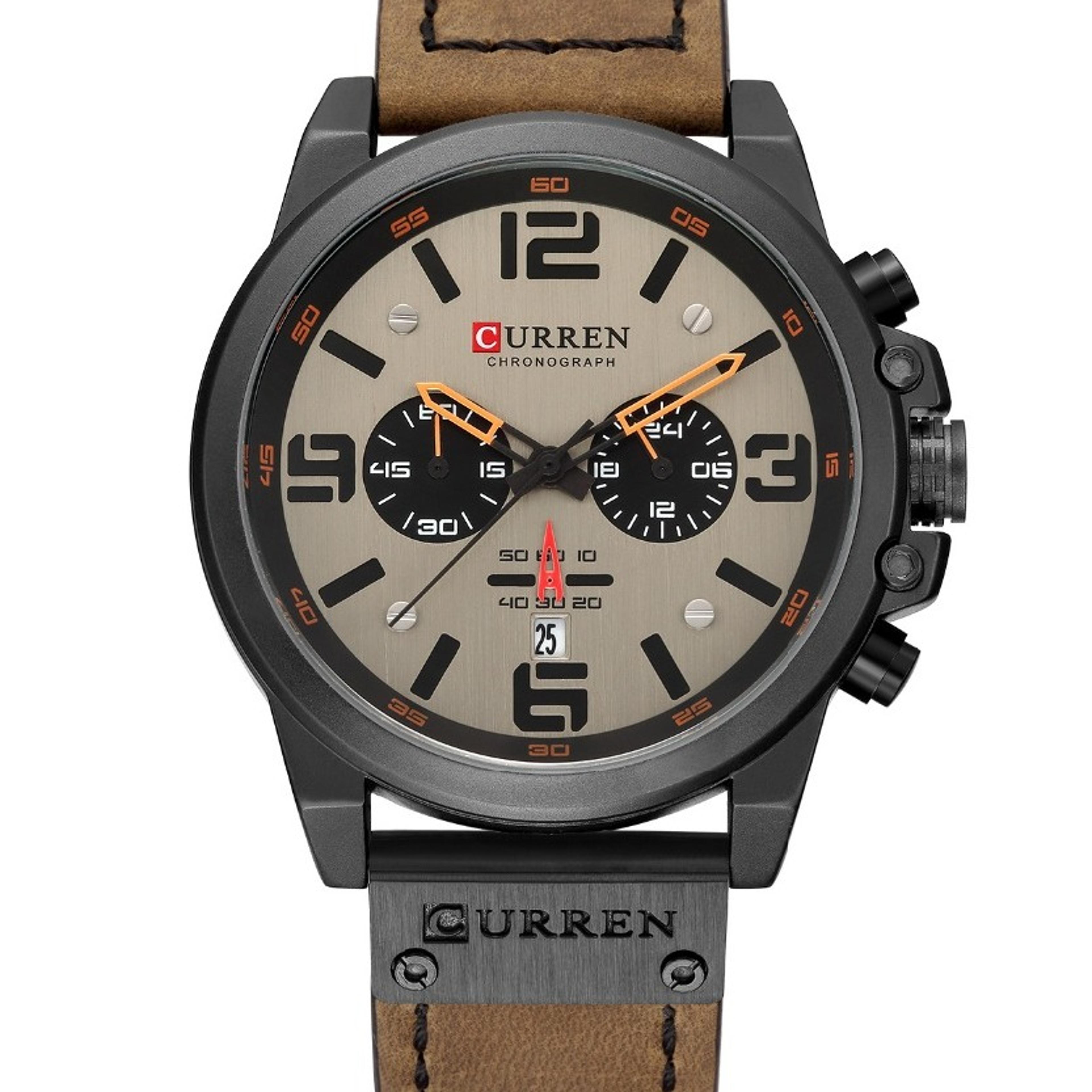 luxury leather watch for men classic quartz business wristwatch with date display