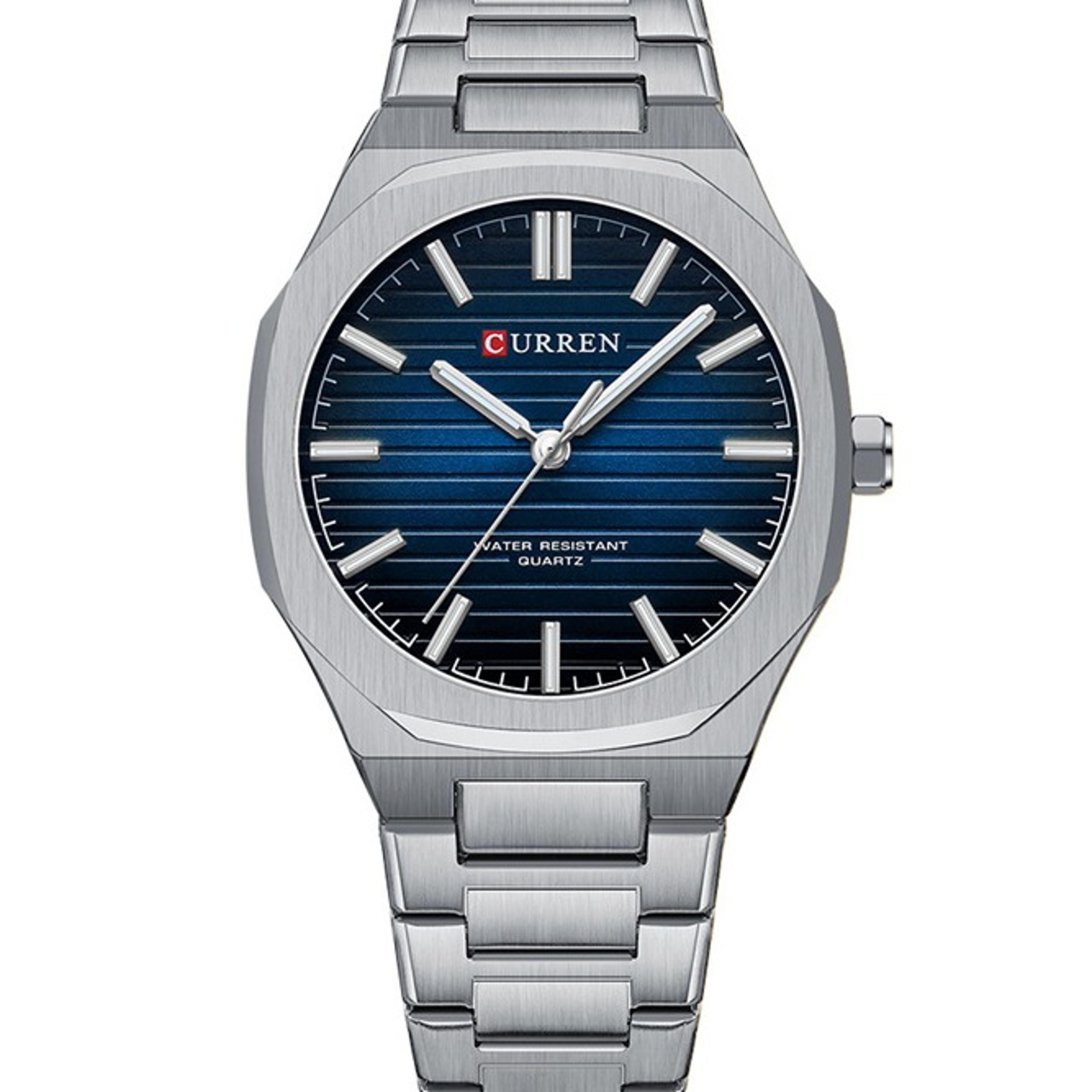 square dial stainless steel quartz watch waterproof casual wristwatch