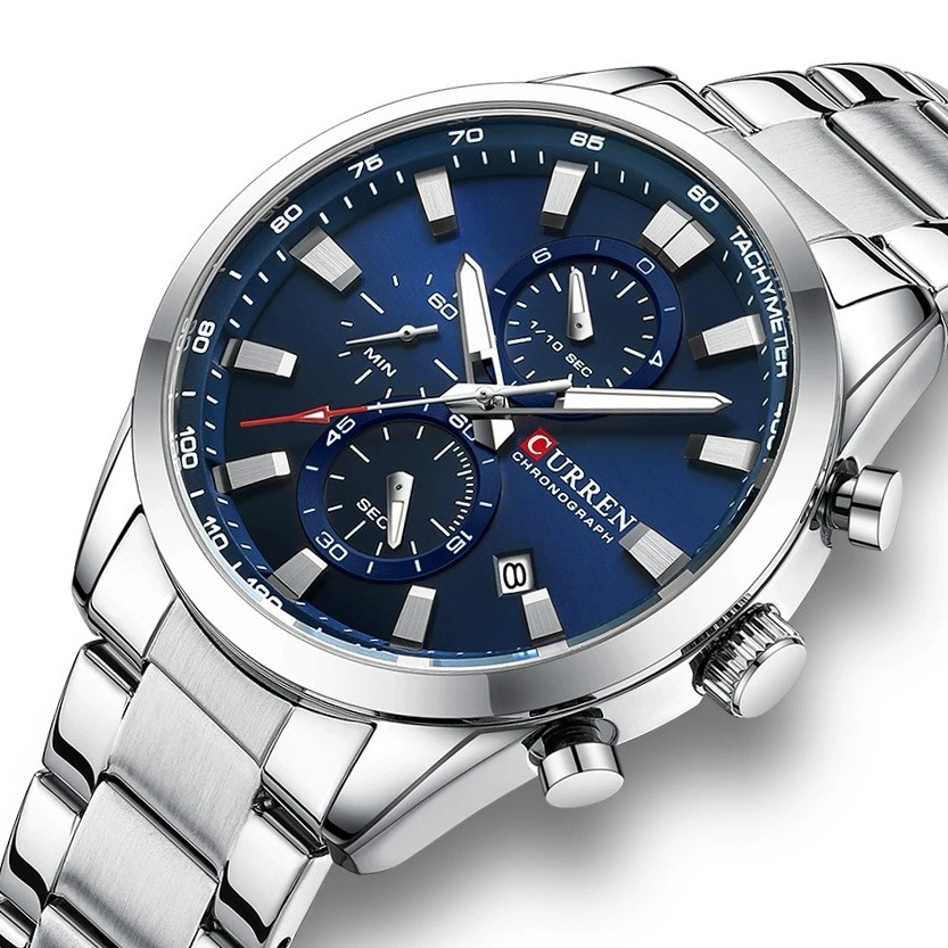 business quartz watch with stainless steel strap waterproof calendar design