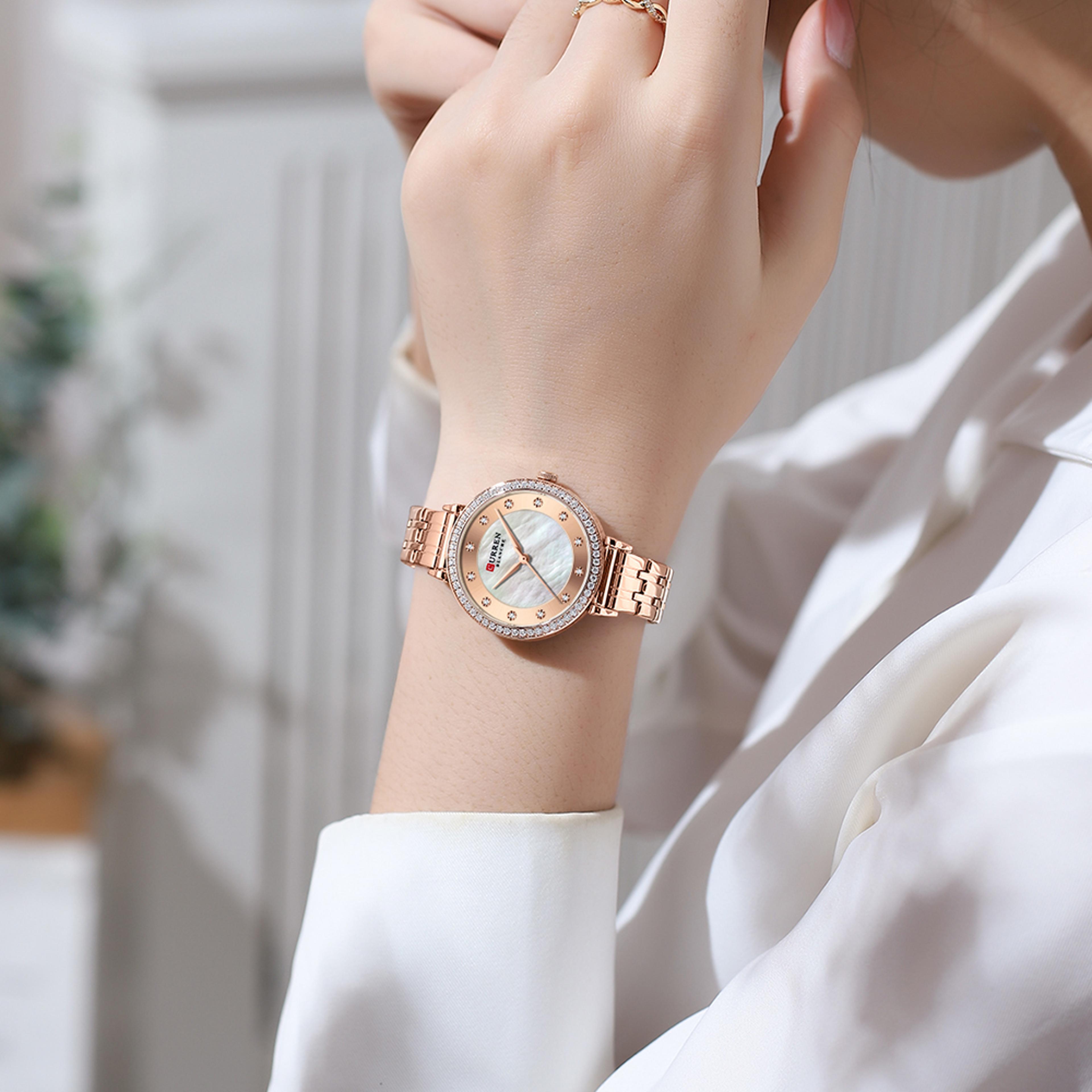 elegant ladies stainless steel quartz watch classic diamond dial waterproof fashion watch