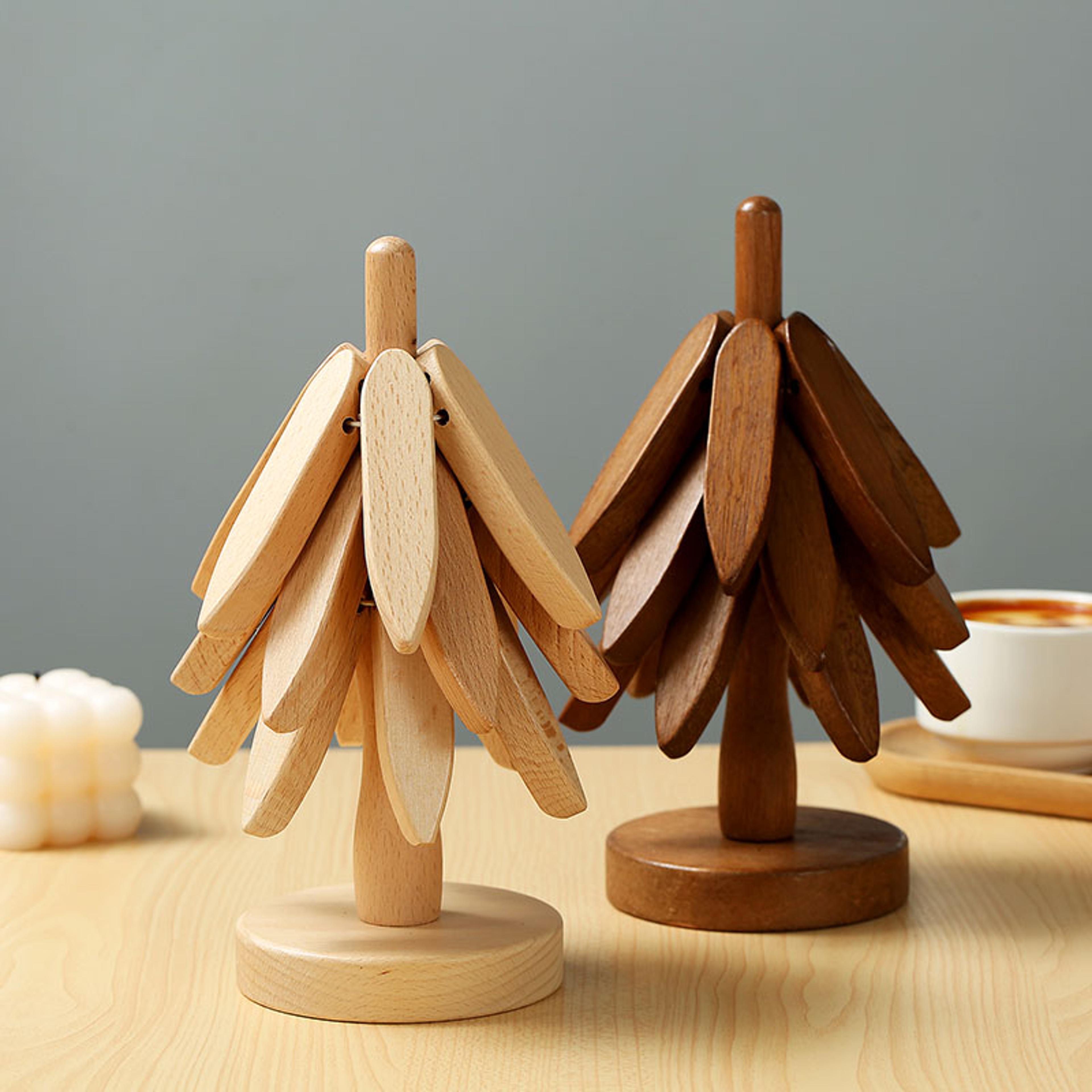 tree design wooden trivet heat resistant table mat decorative pot holder