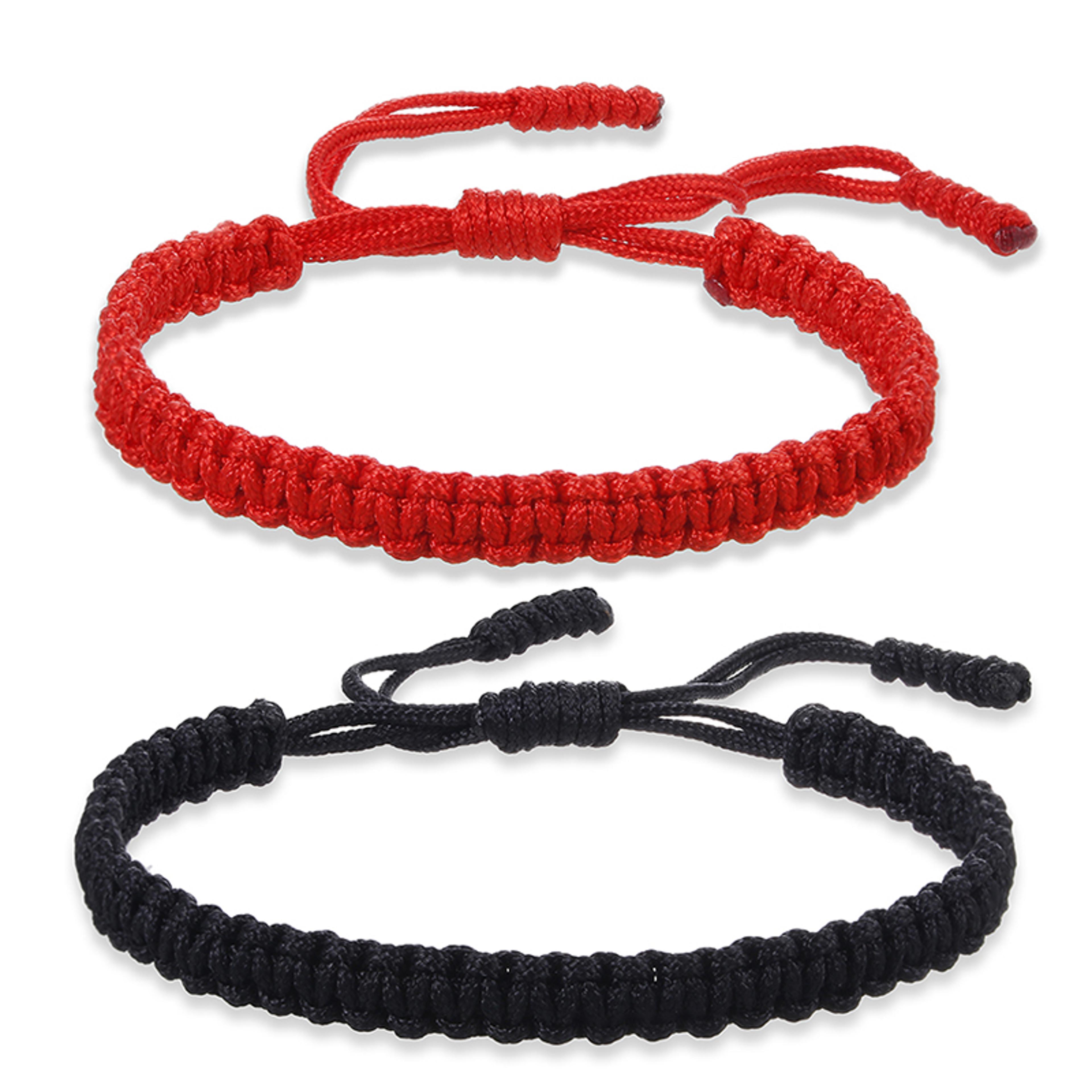 handmade black red rope knot bracelet for men women ethnic style jewelry