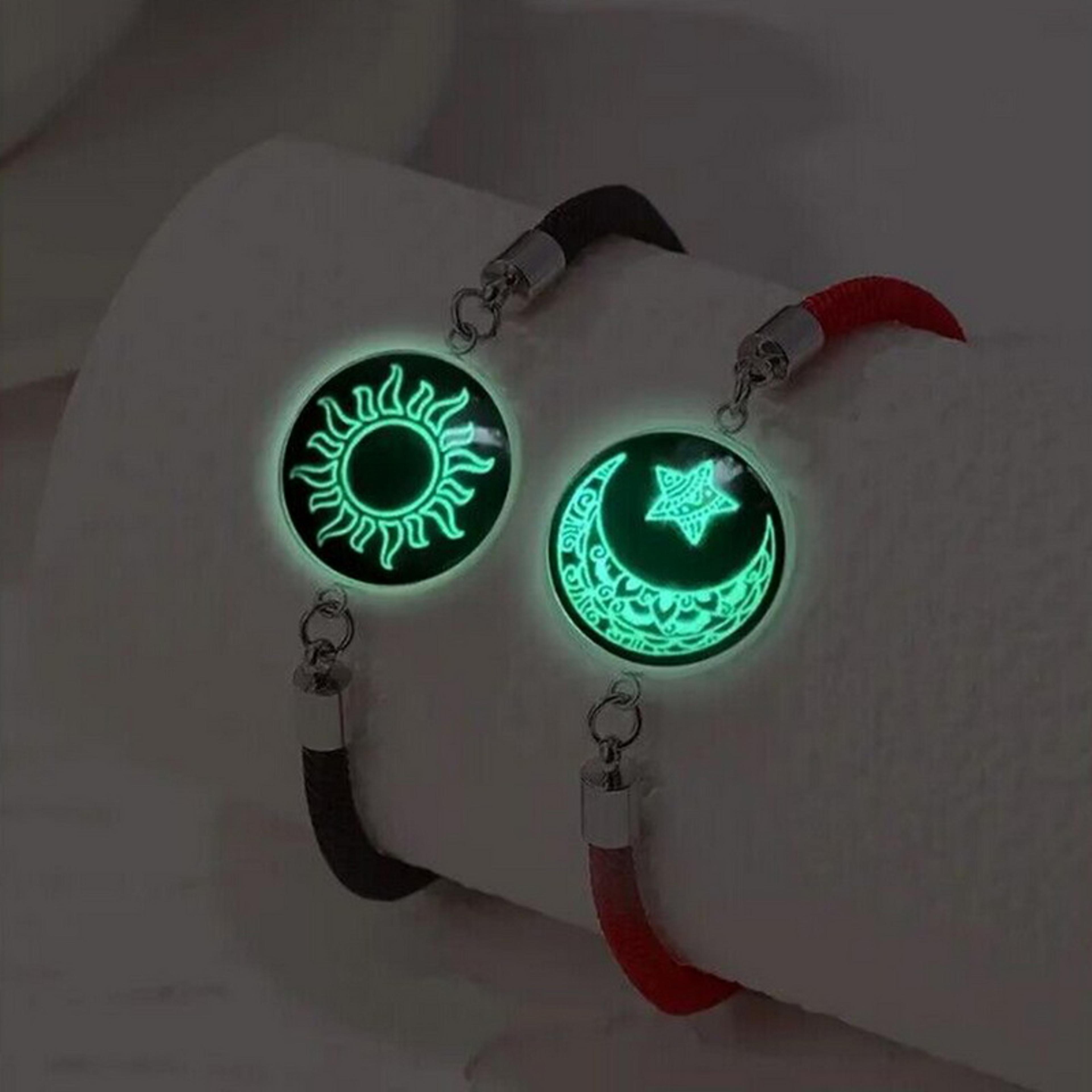 stainless steel couples bracelet luminous sun moon charm friendship jewelry gift