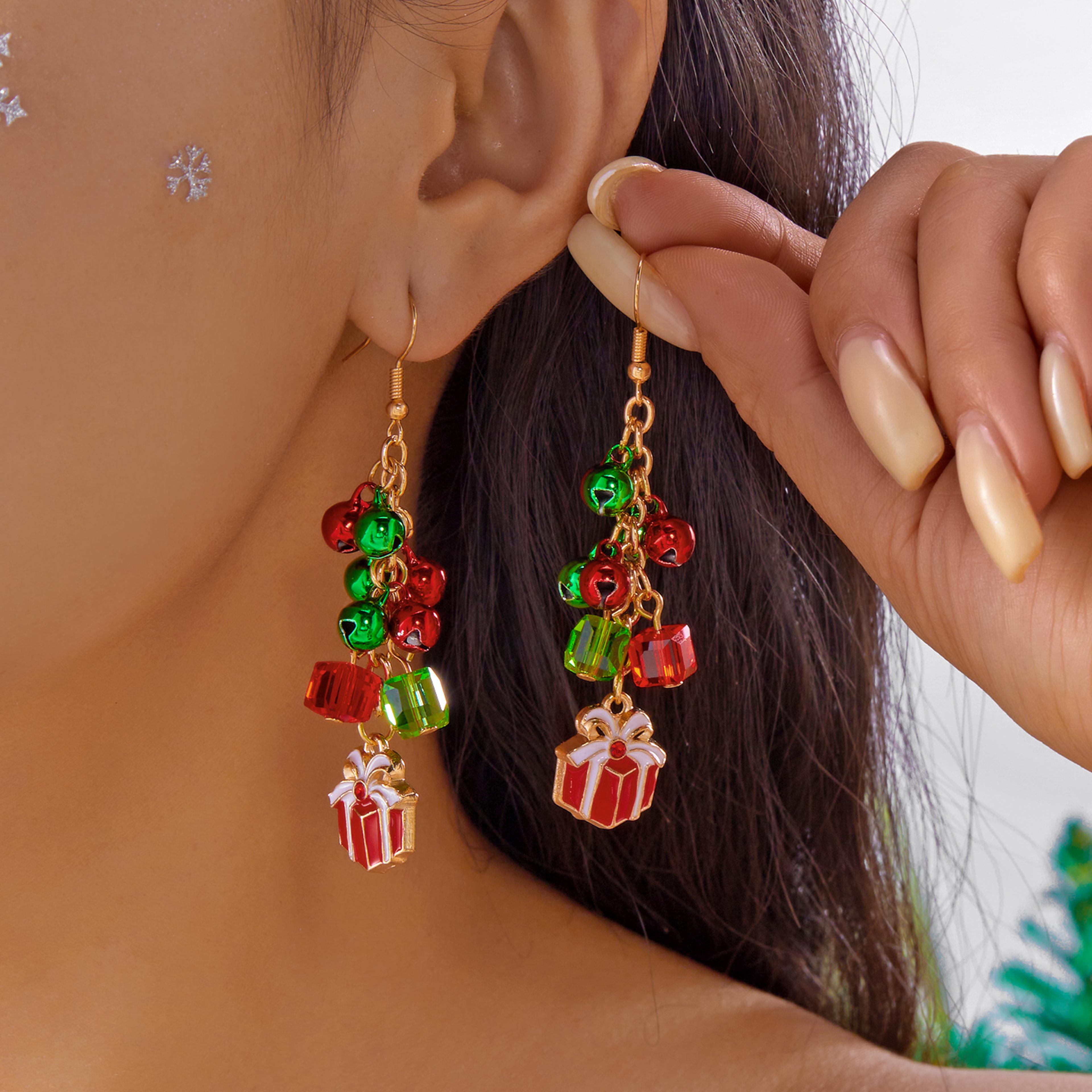 christmas santa snowman dangle earrings for women festive holiday jewelry