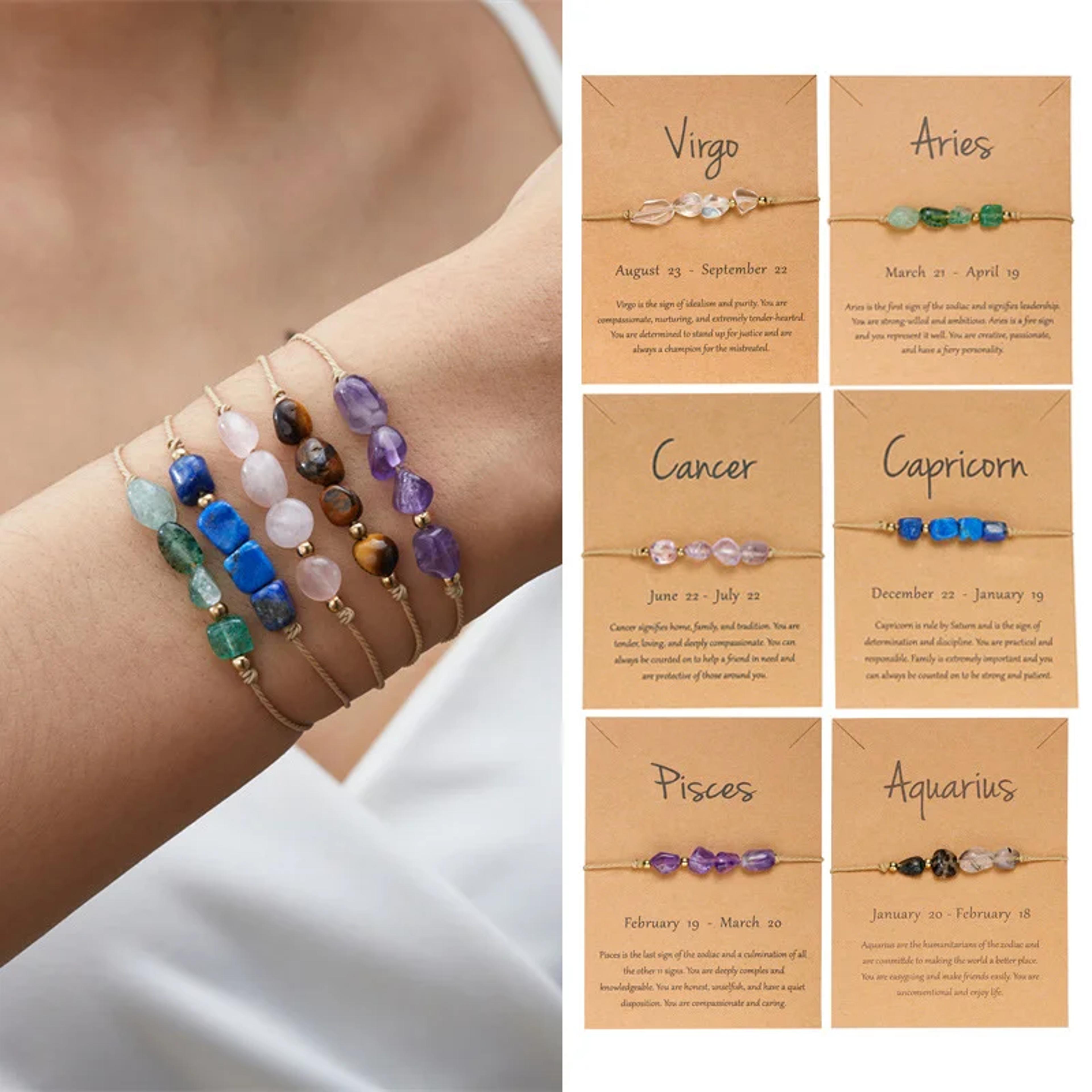 natural stone constellation bracelet for women kids zodiac sign handmade beaded jewelry gift