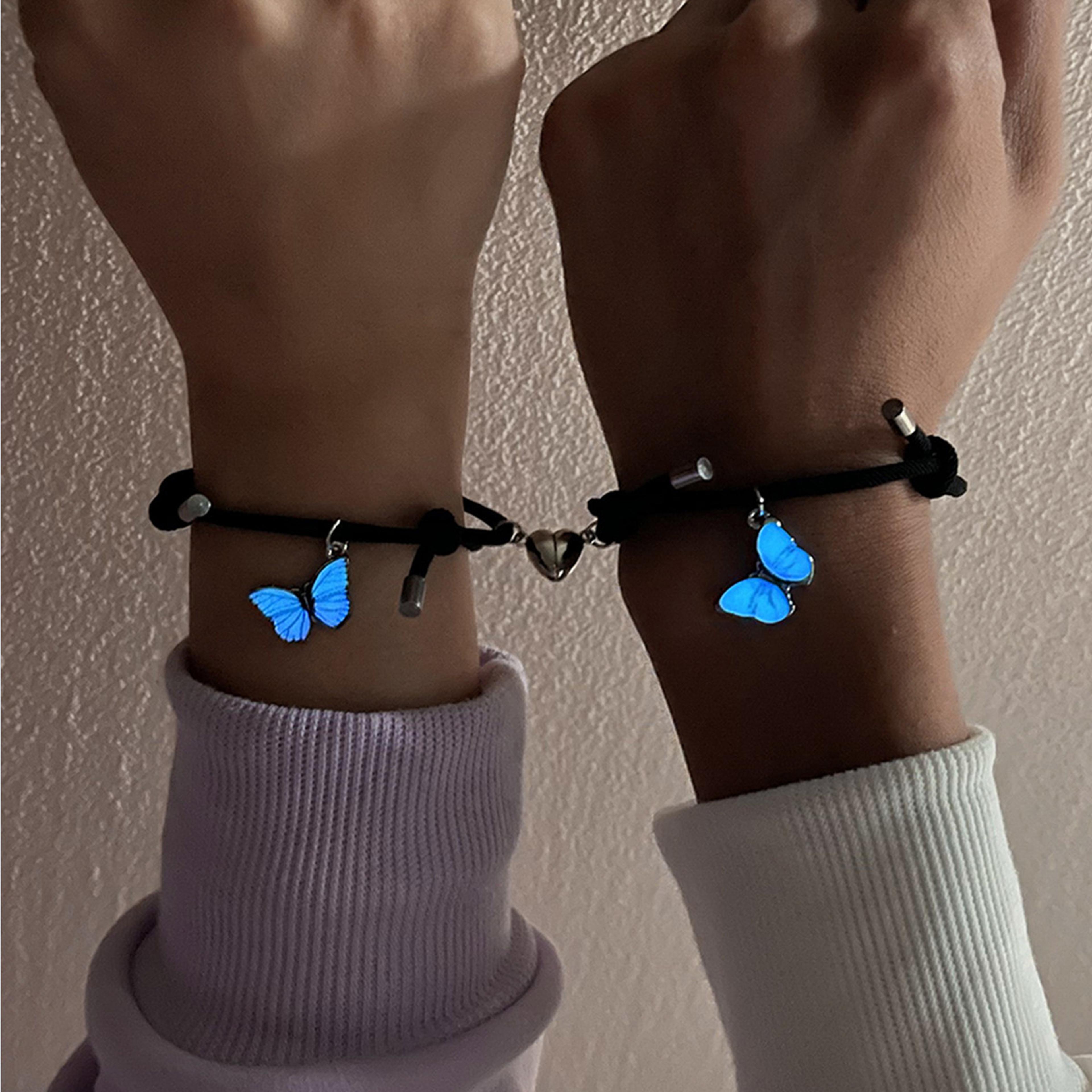 butterfly couples luminous bracelet set romantic lover charm friendship jewelry gift