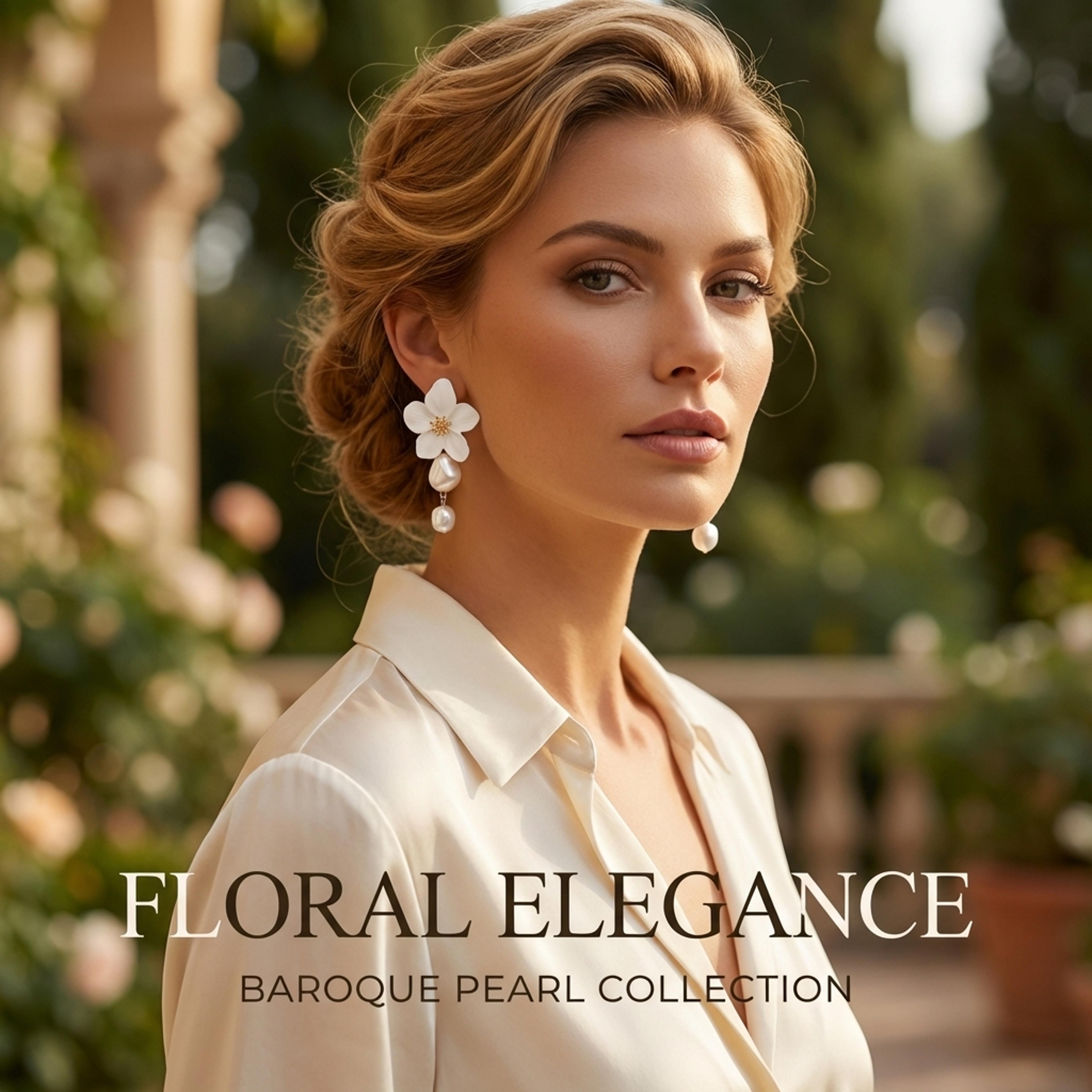 elegant pearl drop earrings flower earrings for women with baroque dangle design