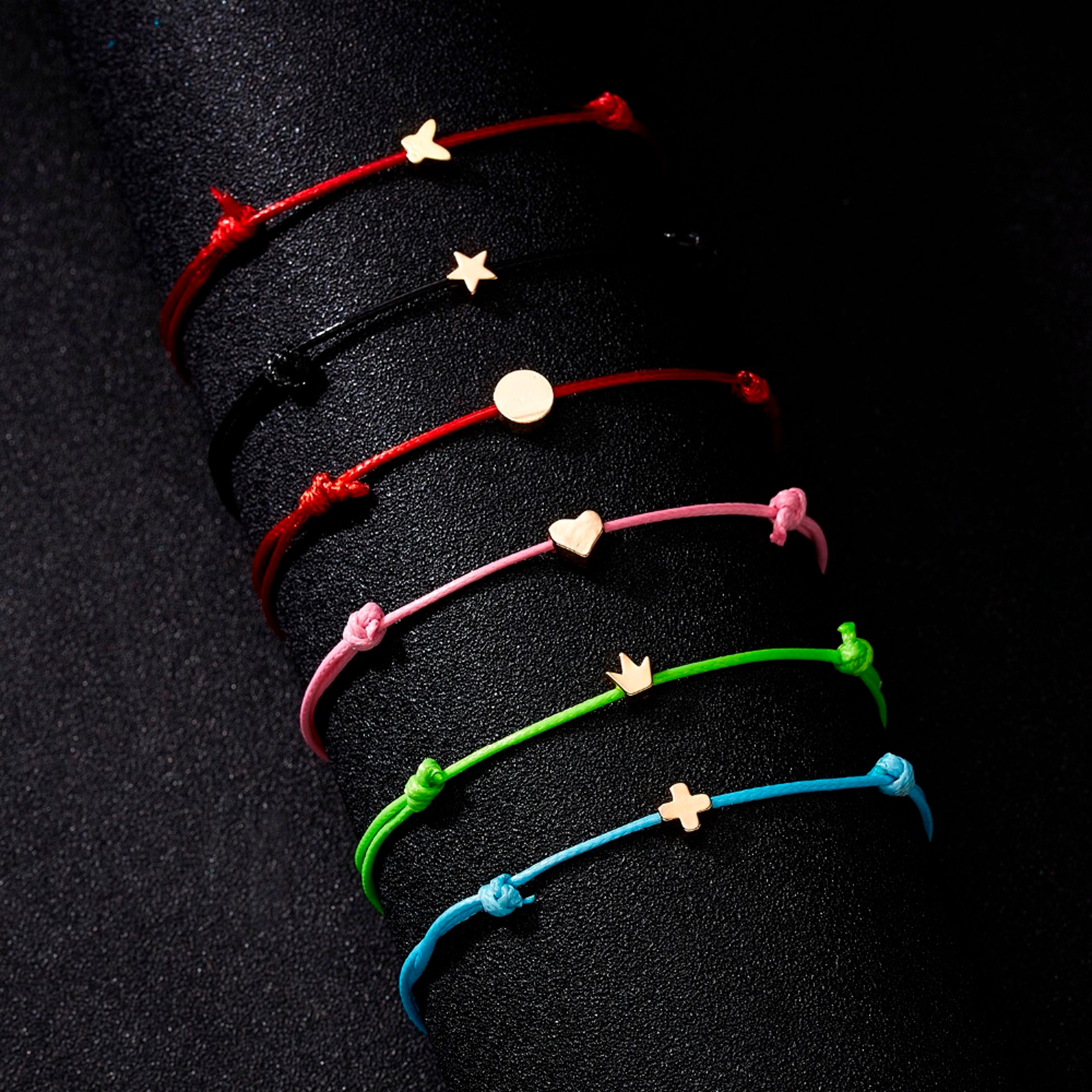 make a wish crown red string bracelet adjustable lucky charm woven jewelry gift