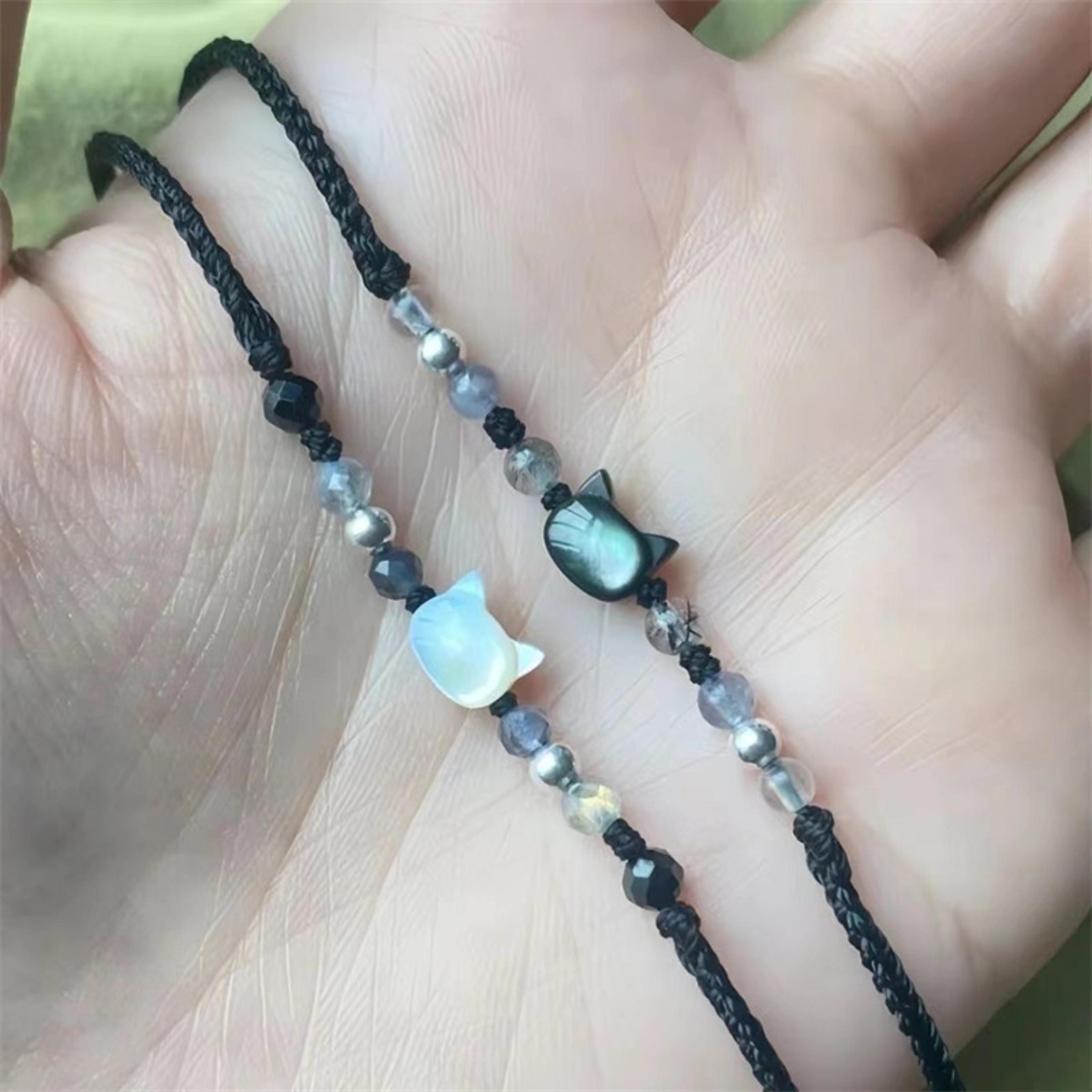 handmade black cat couples bracelet cute friendship jewelry gift for women