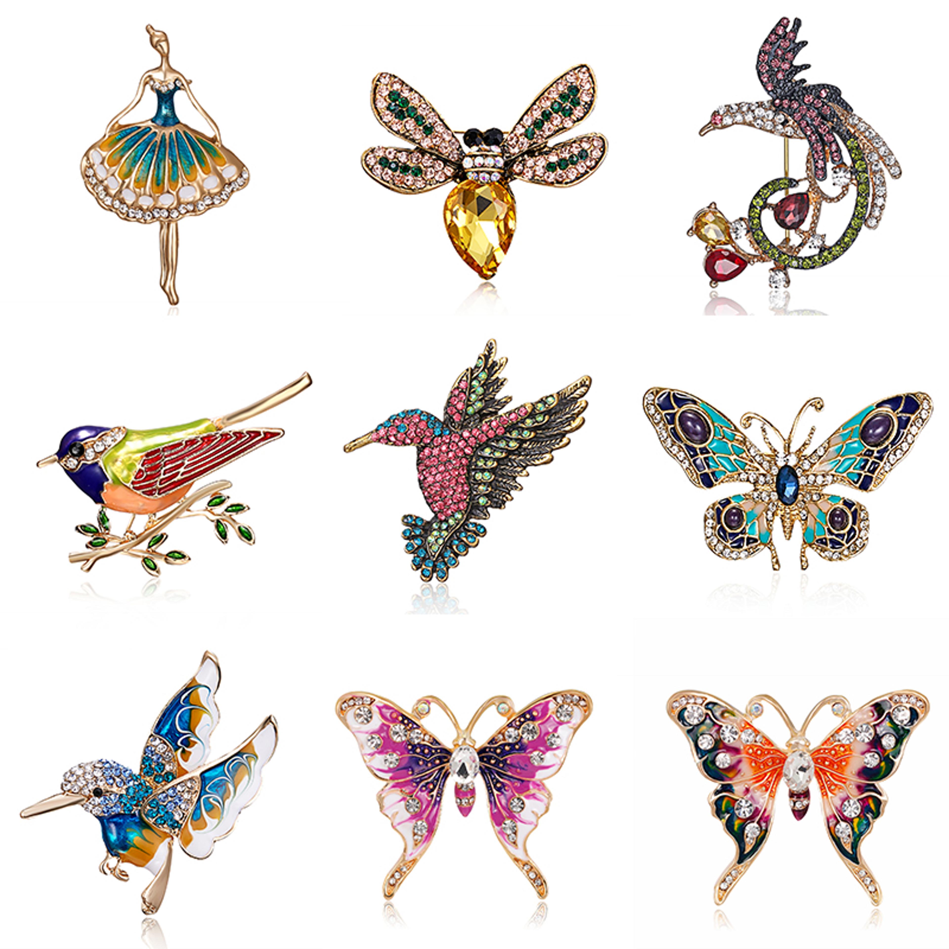 luxury zircon butterfly brooch crystal pearl insect jewelry pin for women