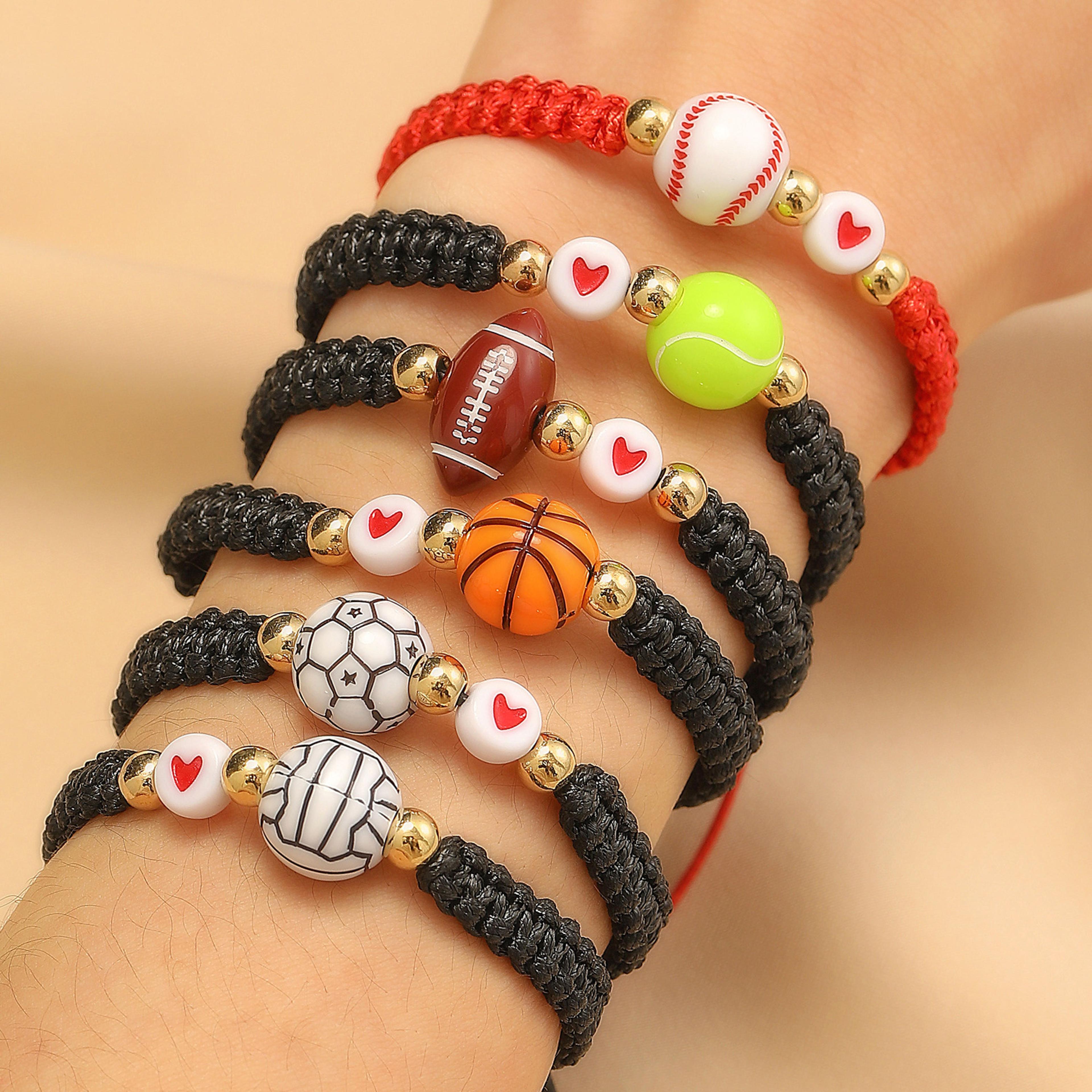 trendy sports bead bracelet for men women handmade heart charm gift