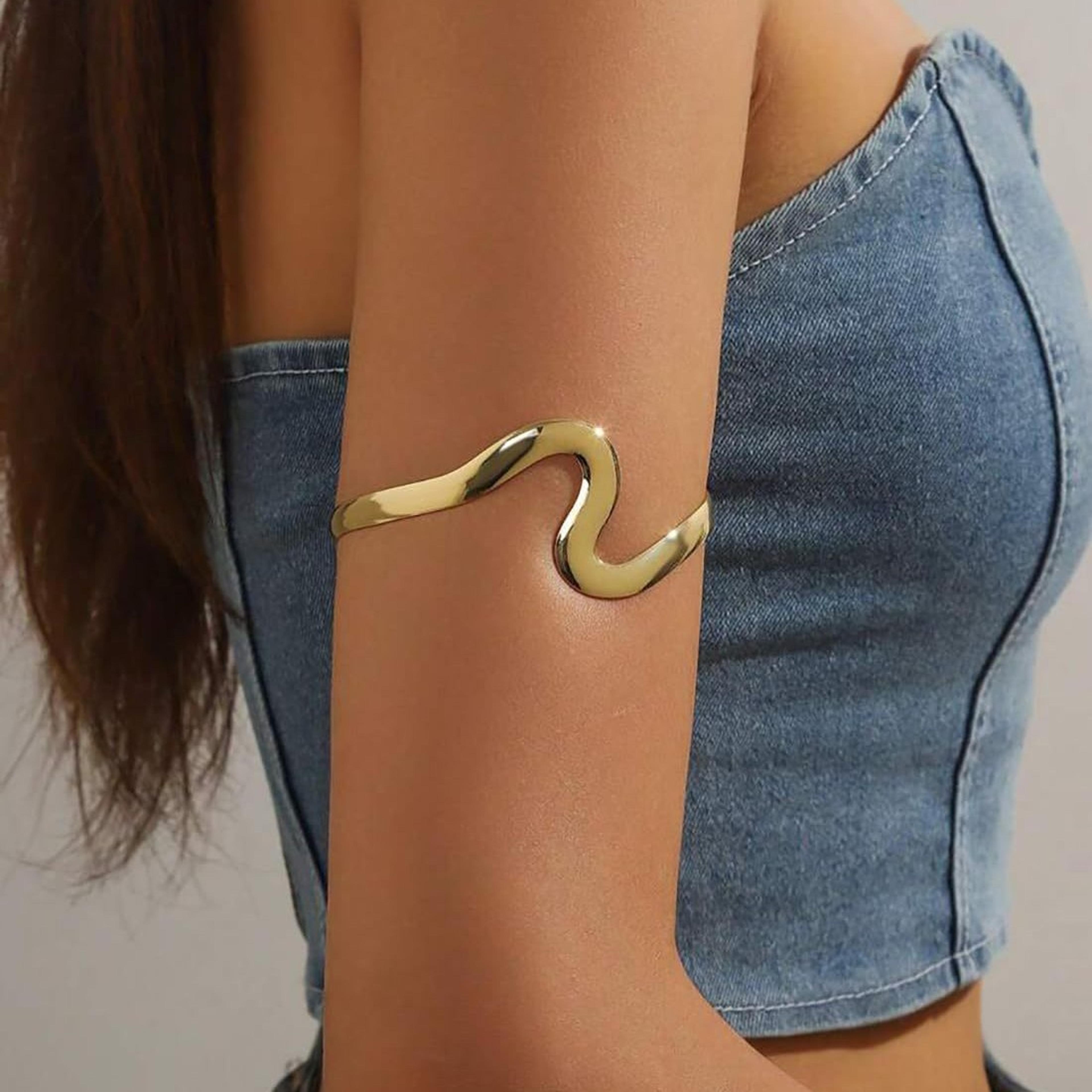 irregular s shape open cuff bracelet for women trendy fashion jewelry