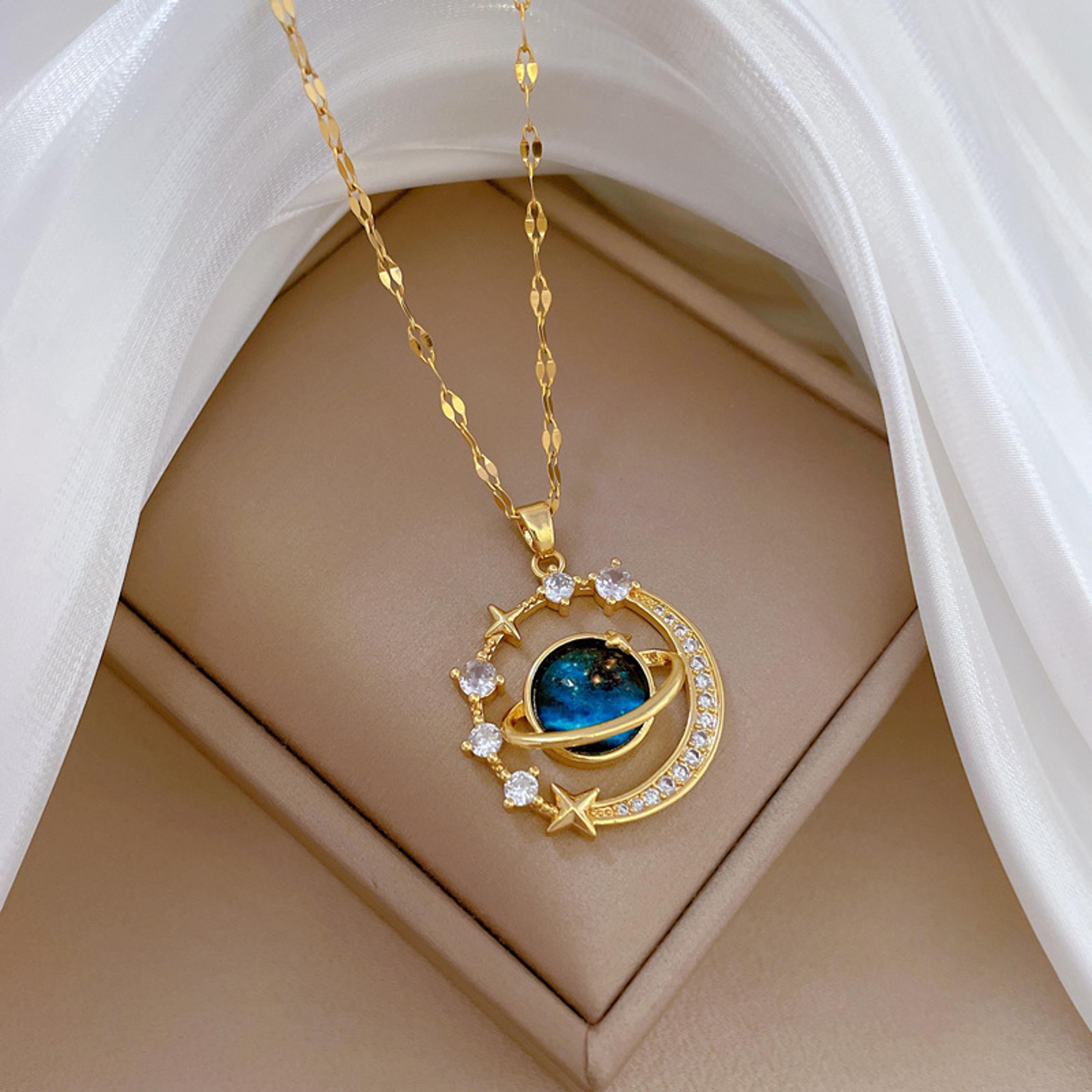 stainless steel sun moon star pendant necklace for women elegant planet clavicle chain jewelry gift
