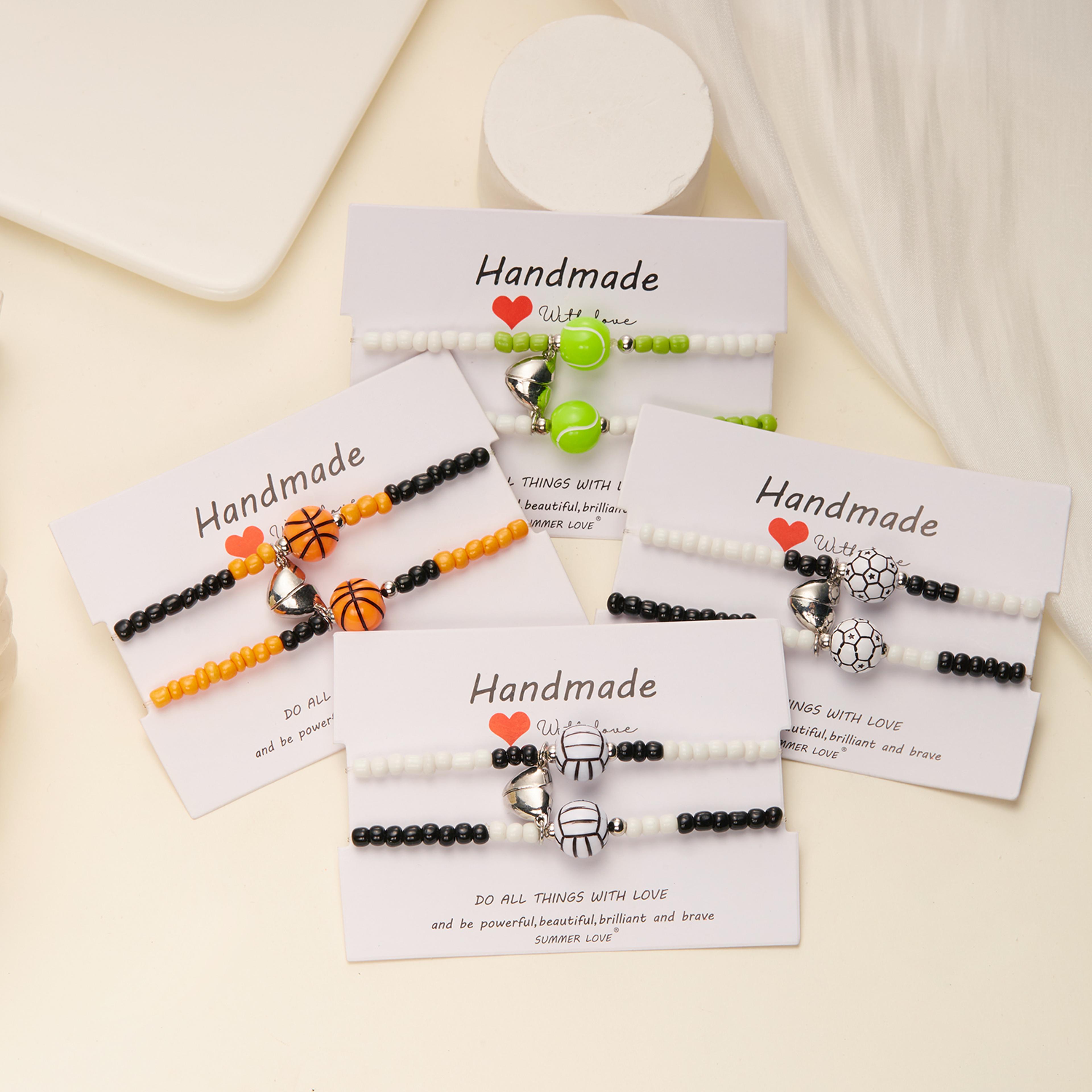 magnetic couple bracelet set rice beads braided love friendship jewelry gift