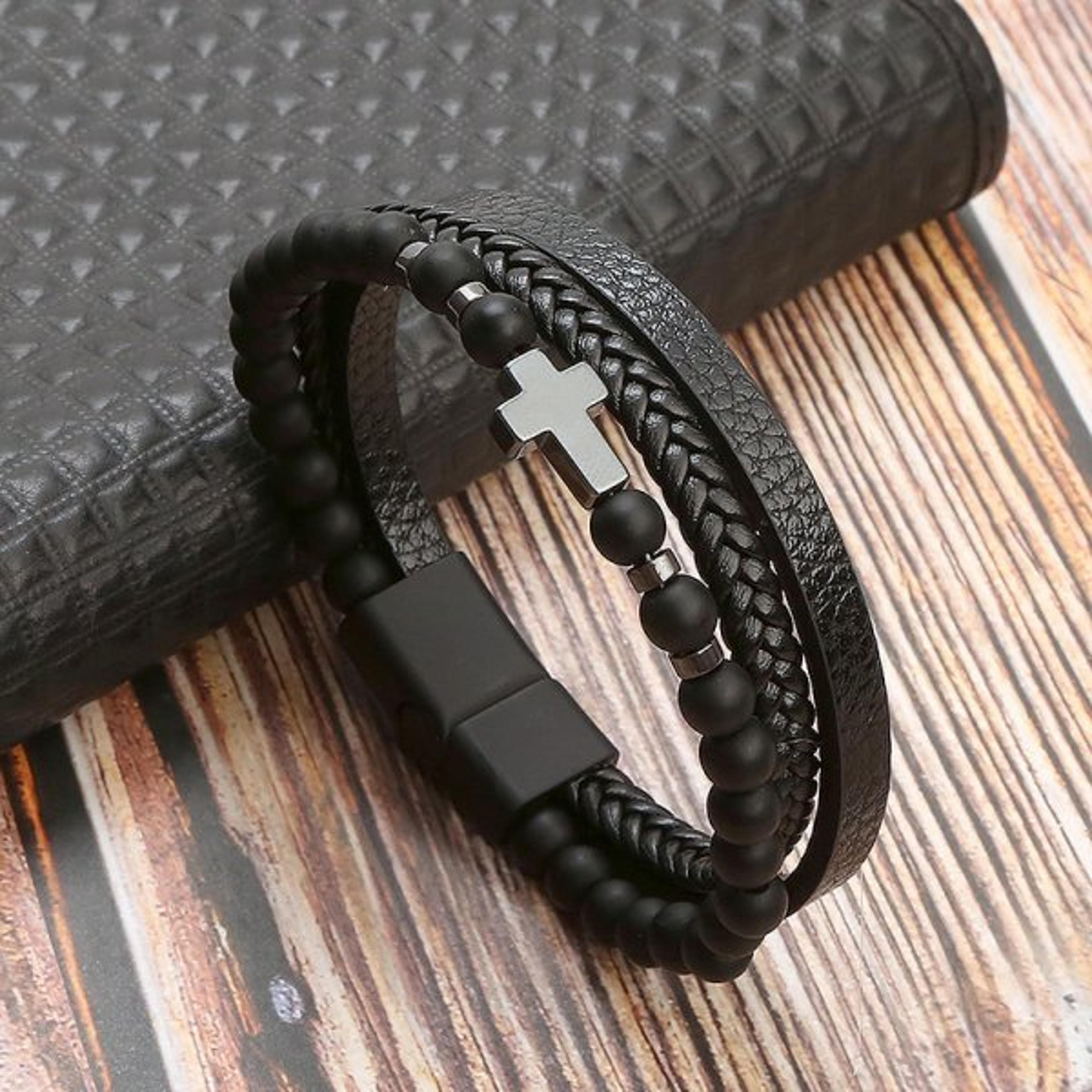 mens cross bracelet handmade chain fashion jewelry stylish gift