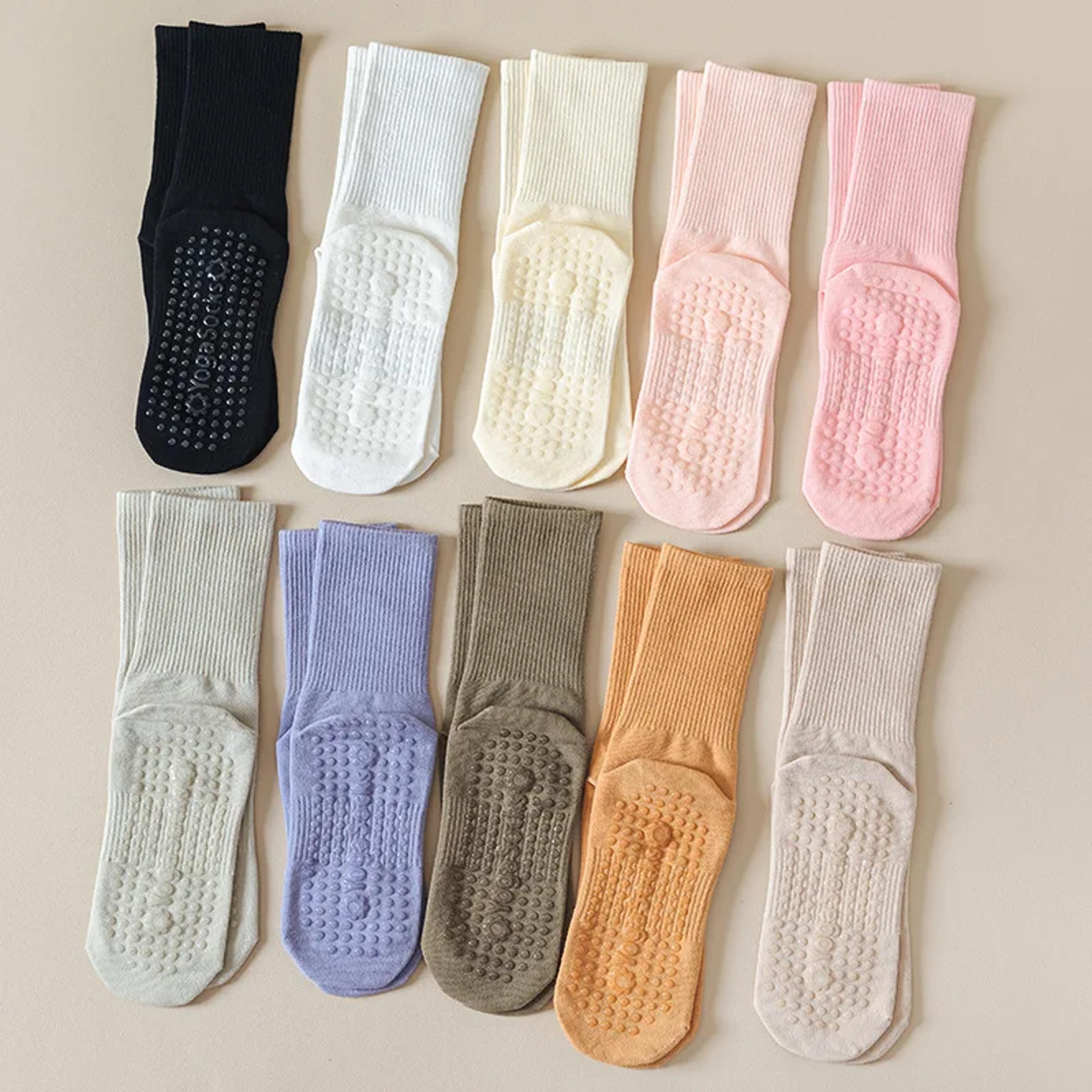 women non slip pilates grip socks breathable cotton yoga fitness dance socks
