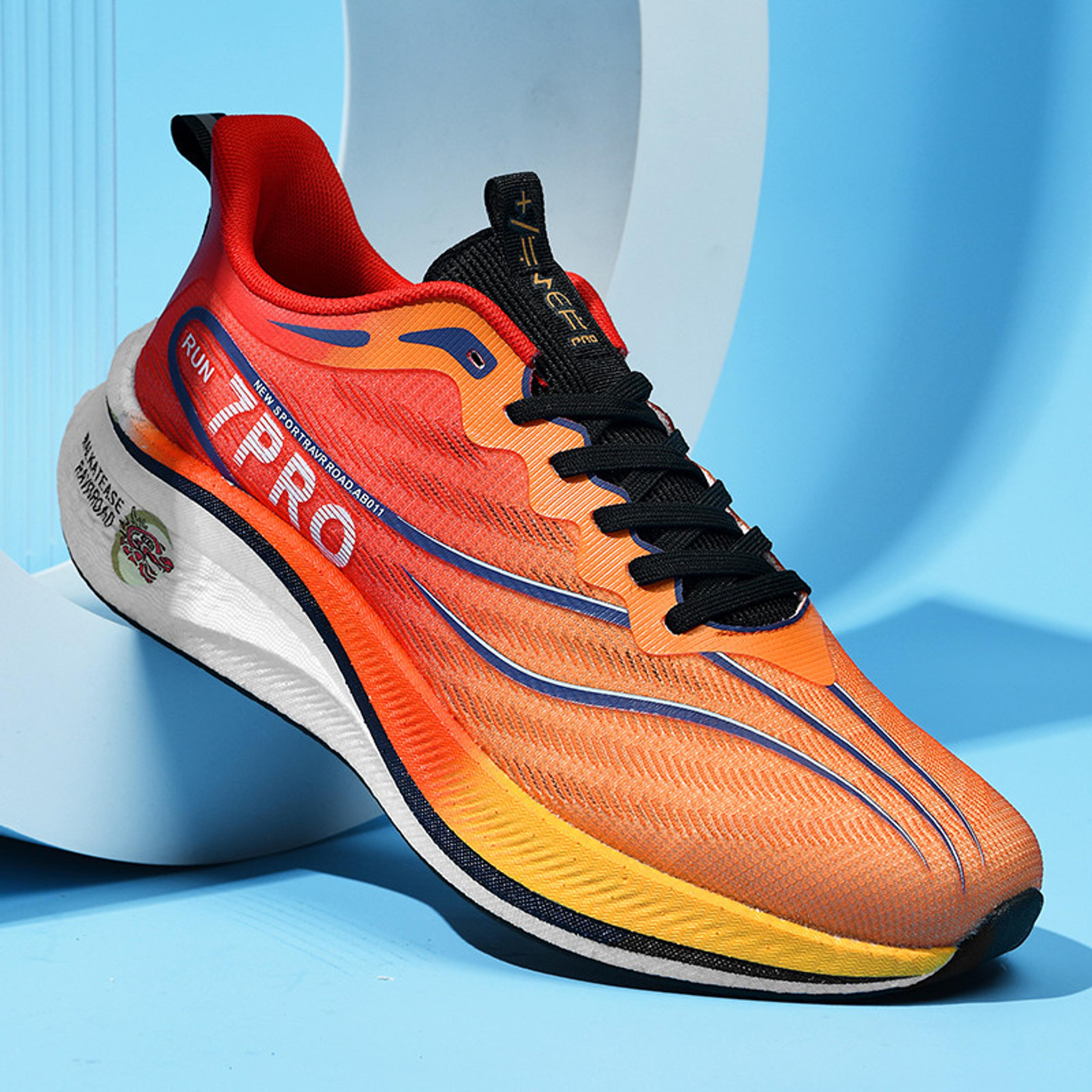 mens carbon plate running shoes shock absorbing non slip training sneakers