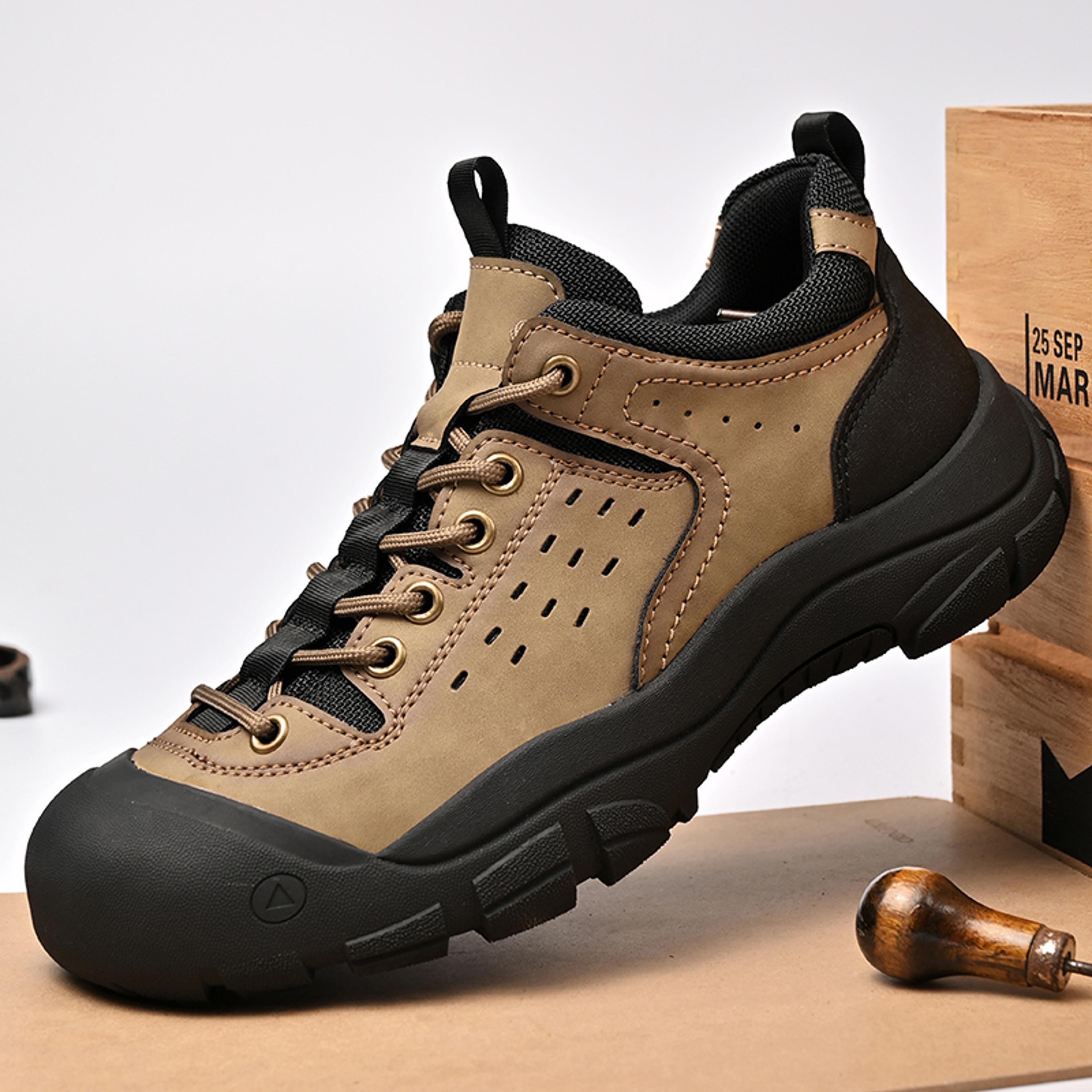 mens waterproof hiking shoes with anti slip soft sole for outdoor walking and trekking