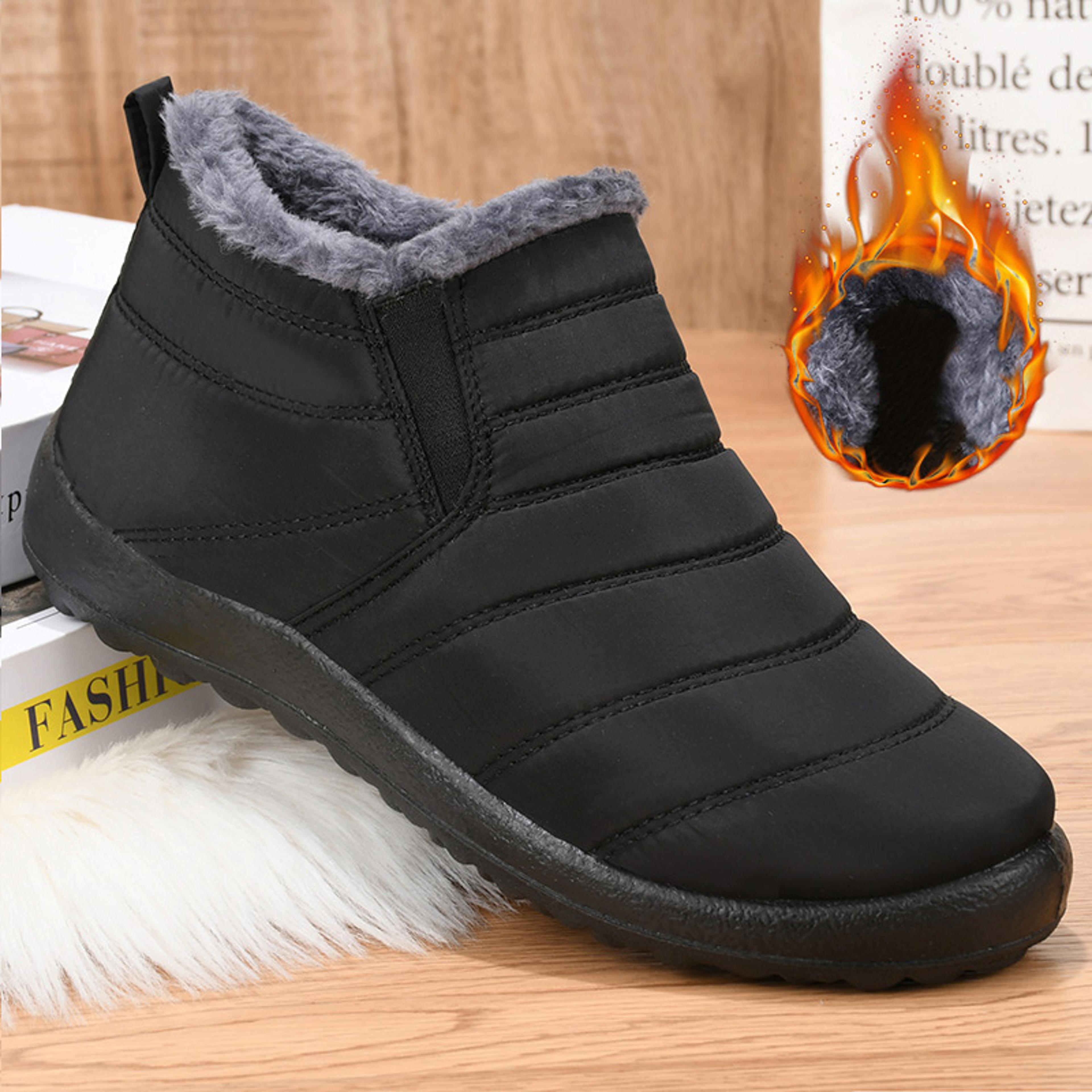mens waterproof winter snow boots fur lined outdoor hiking ankle boots