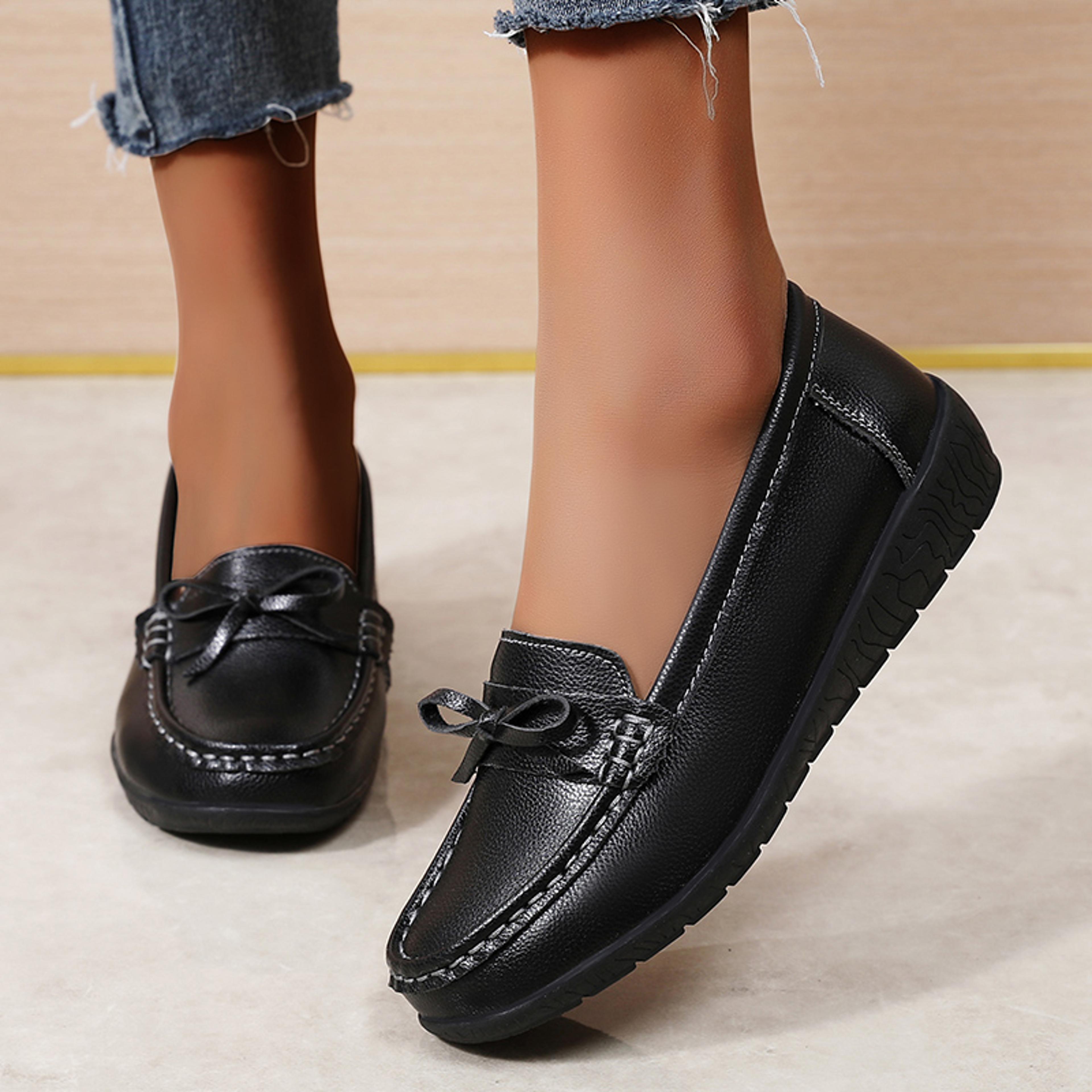 comfortstep genuine leather wedge slip on shoes for women walking and work