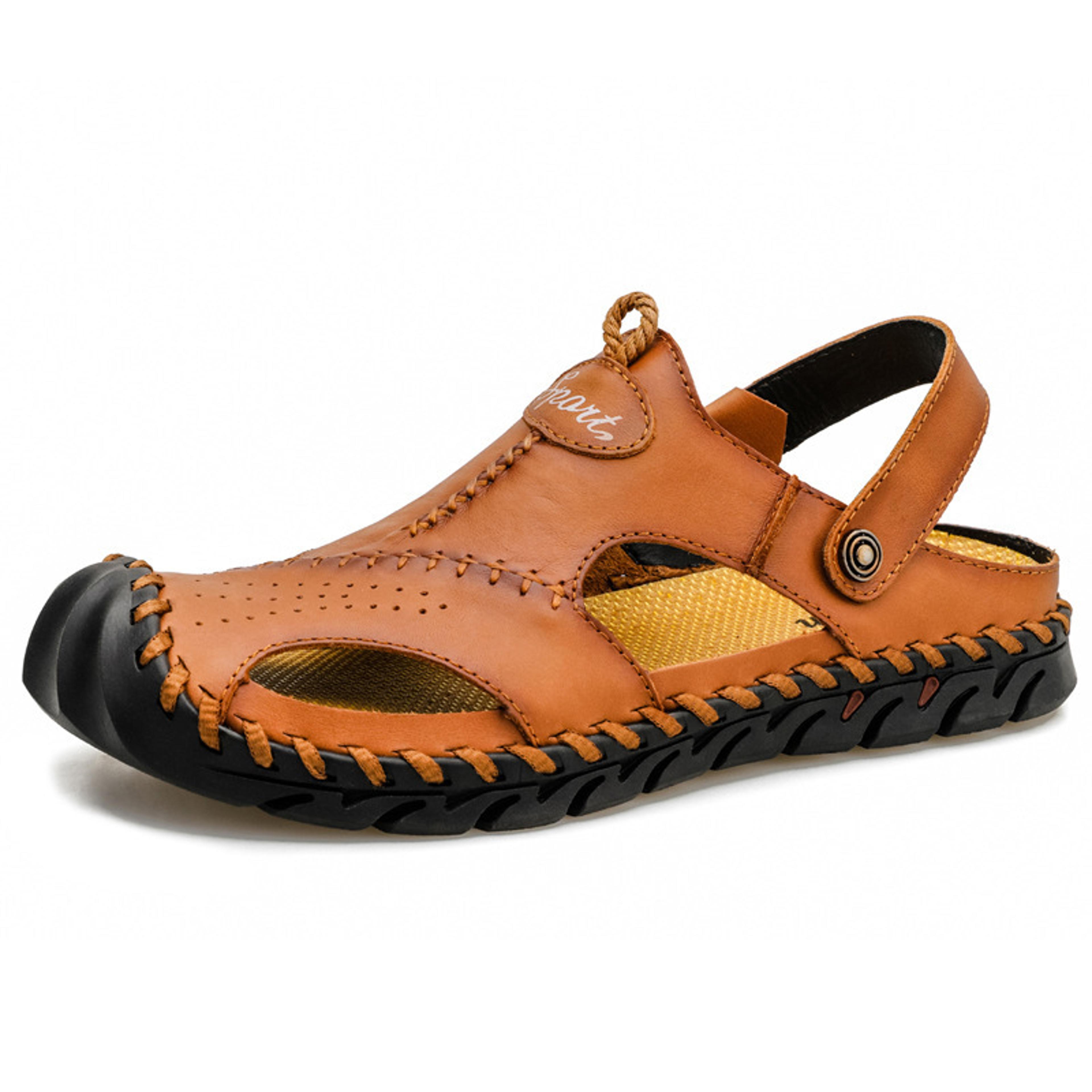 genuine leather mens sandals soft comfort summer outdoor beach slippers