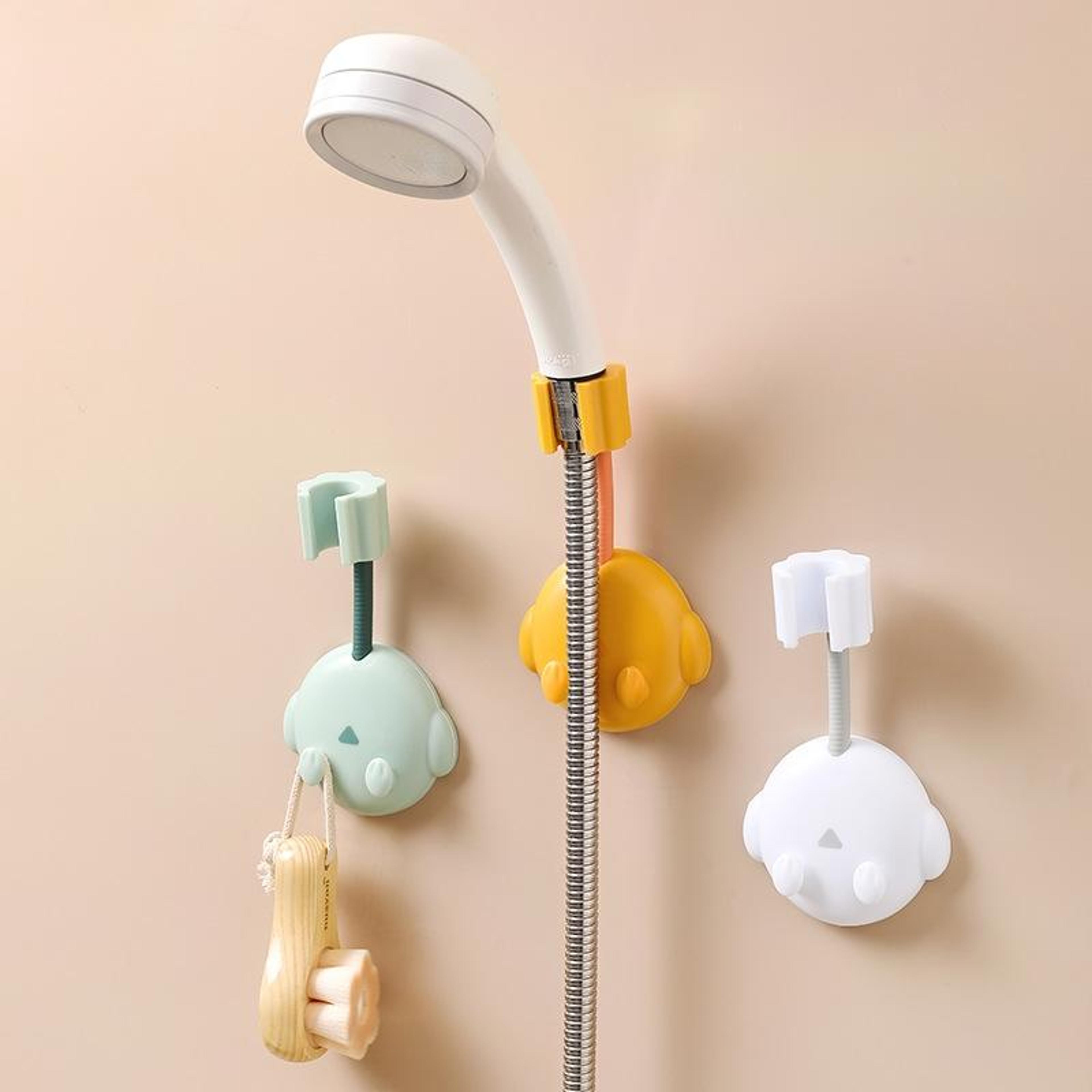 cartoon adjustable shower rack wall mount holder with 360° rotating hose support