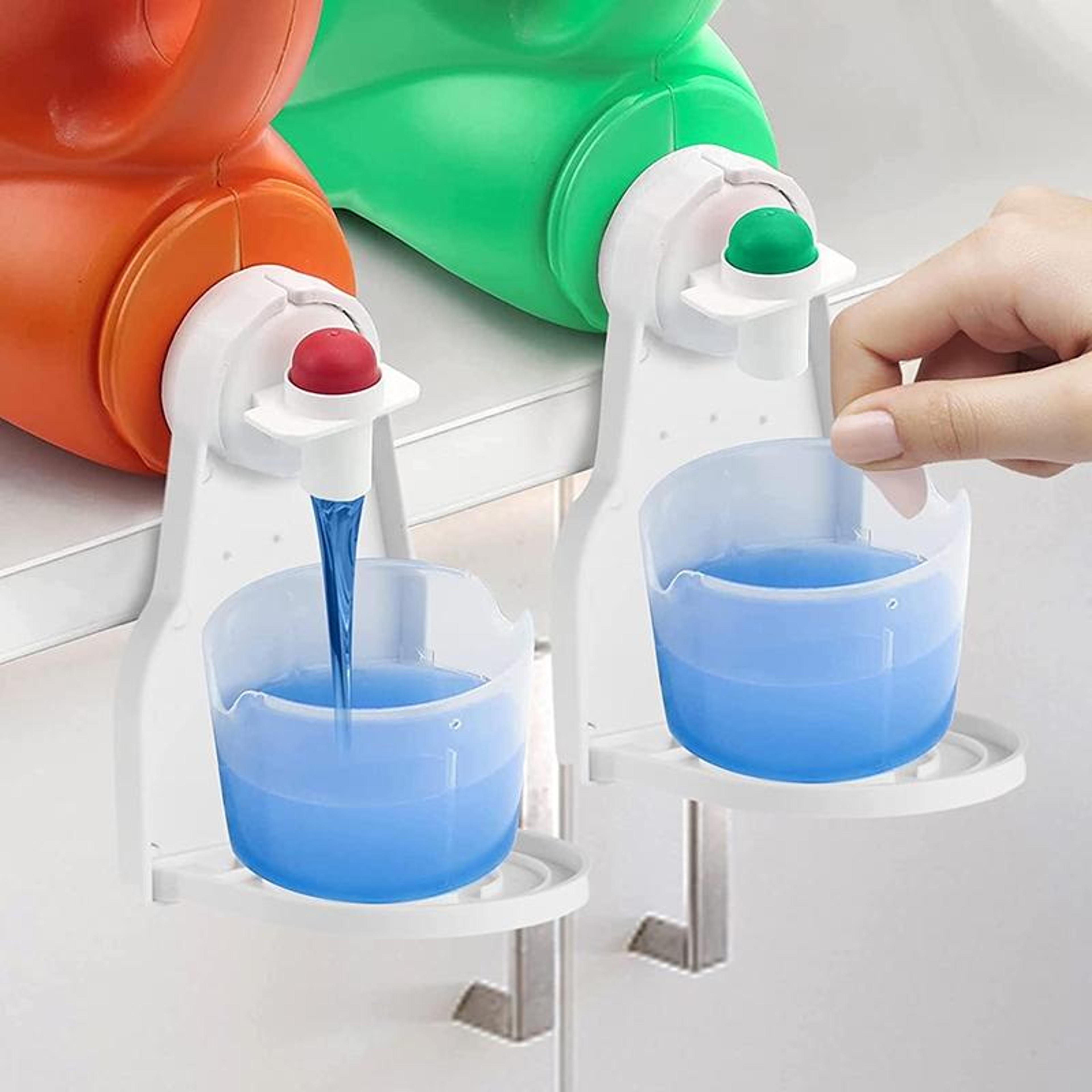foldable laundry detergent drip tray & dispenser holder for clean, mess free washing