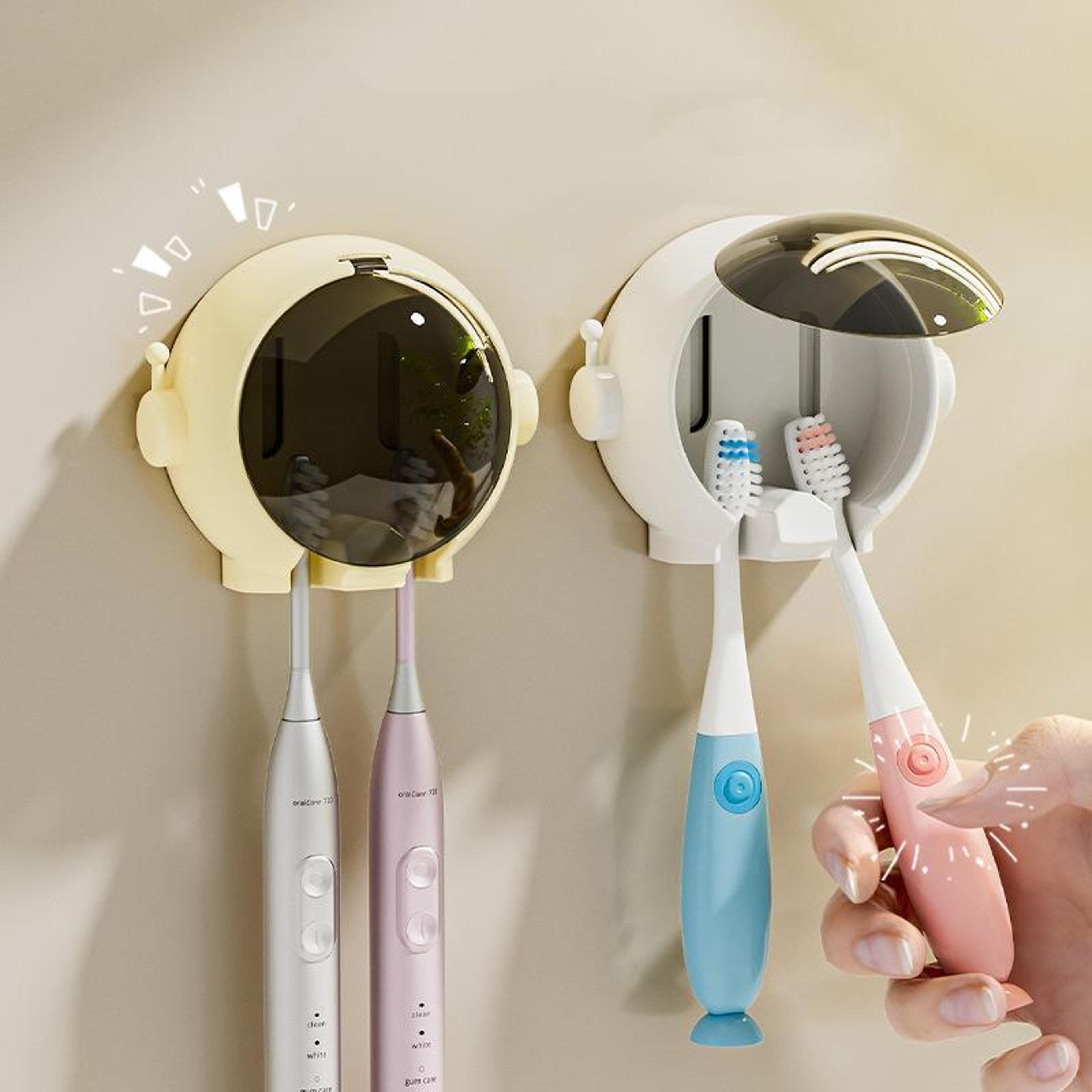 cartoon wall mounted toothbrush holder no drill bathroom shelf organizer with drain design