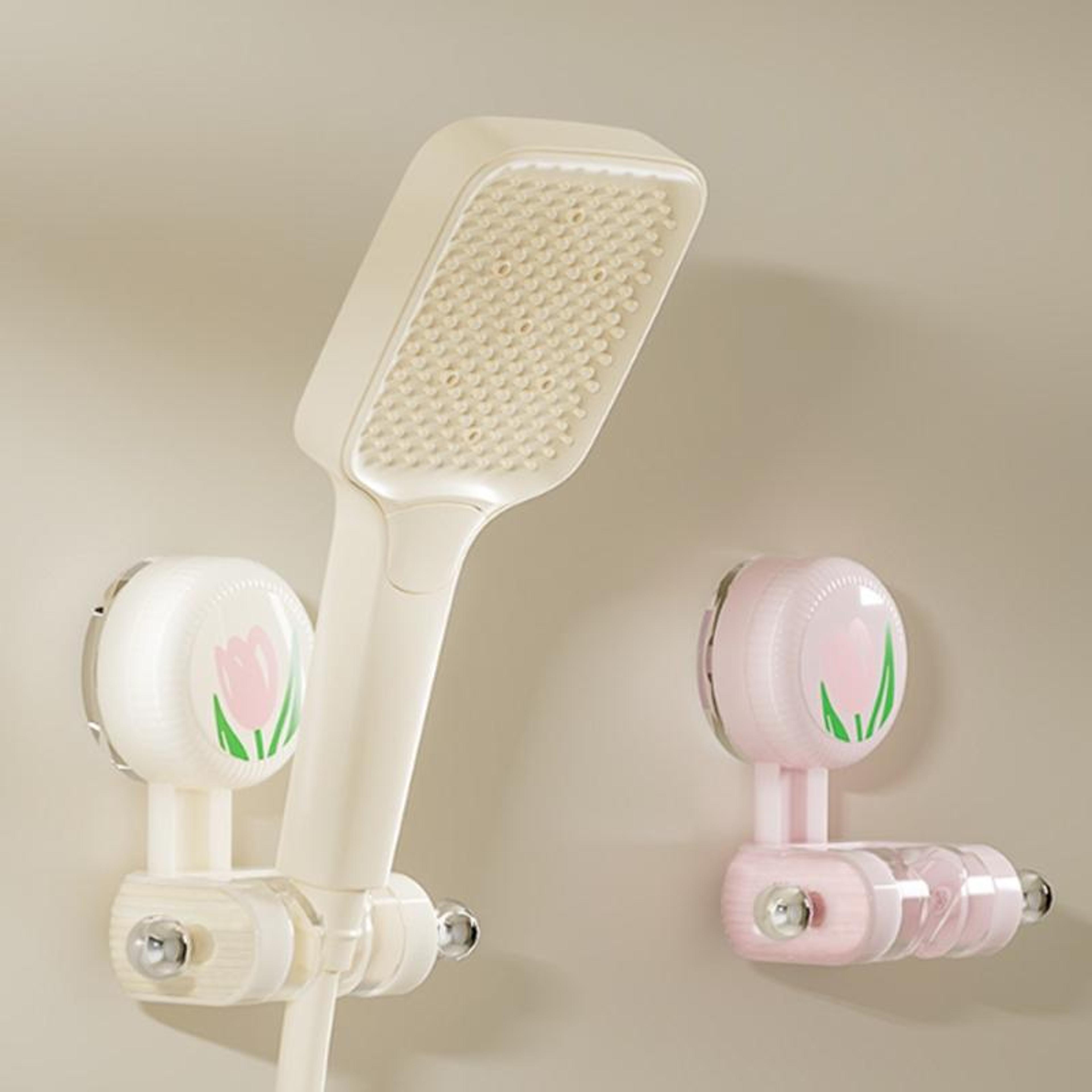 no drill suction cup shower head holder with 360° adjustable bathroom mount