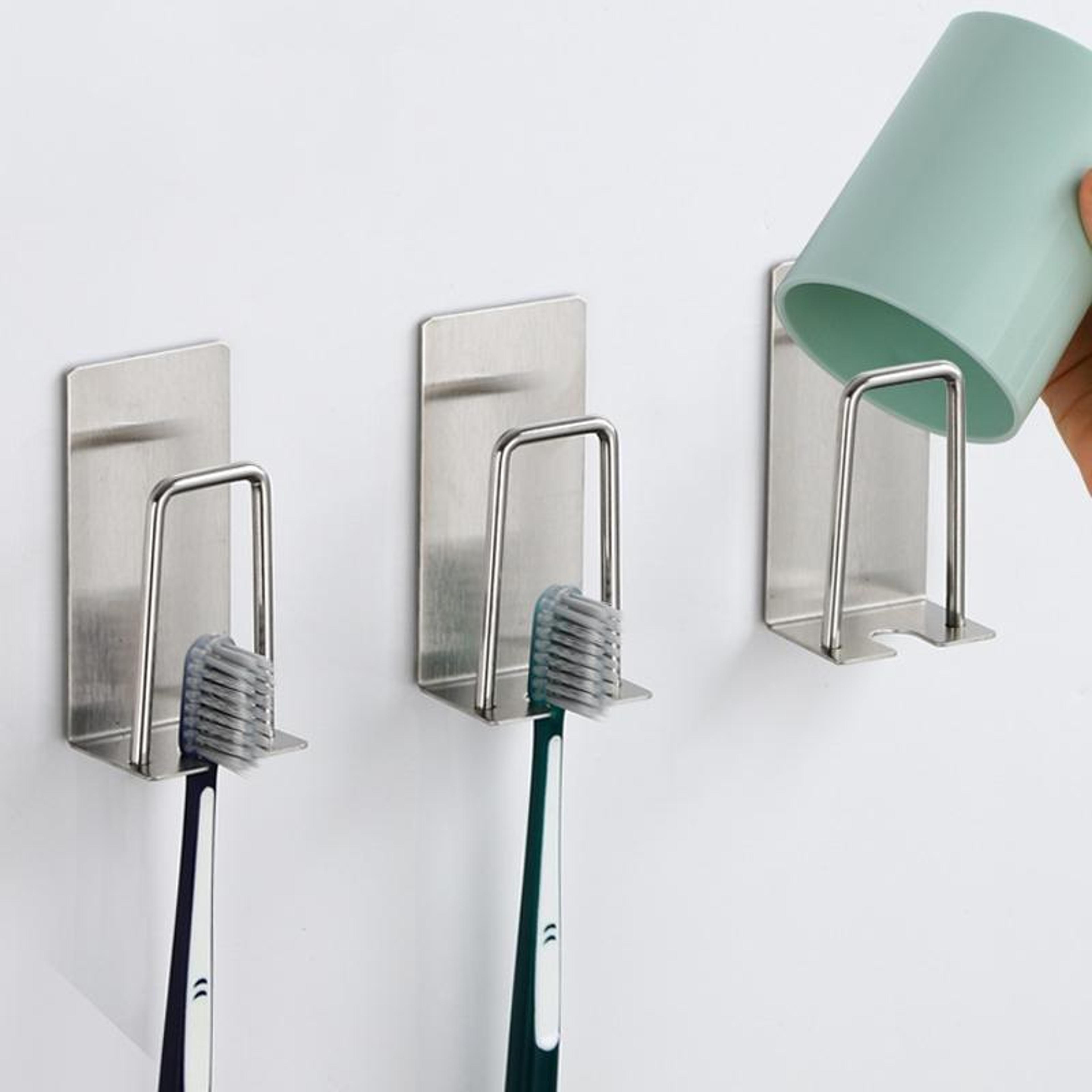 stainless steel sponge holder set no drill wall mounted toothbrush organizer