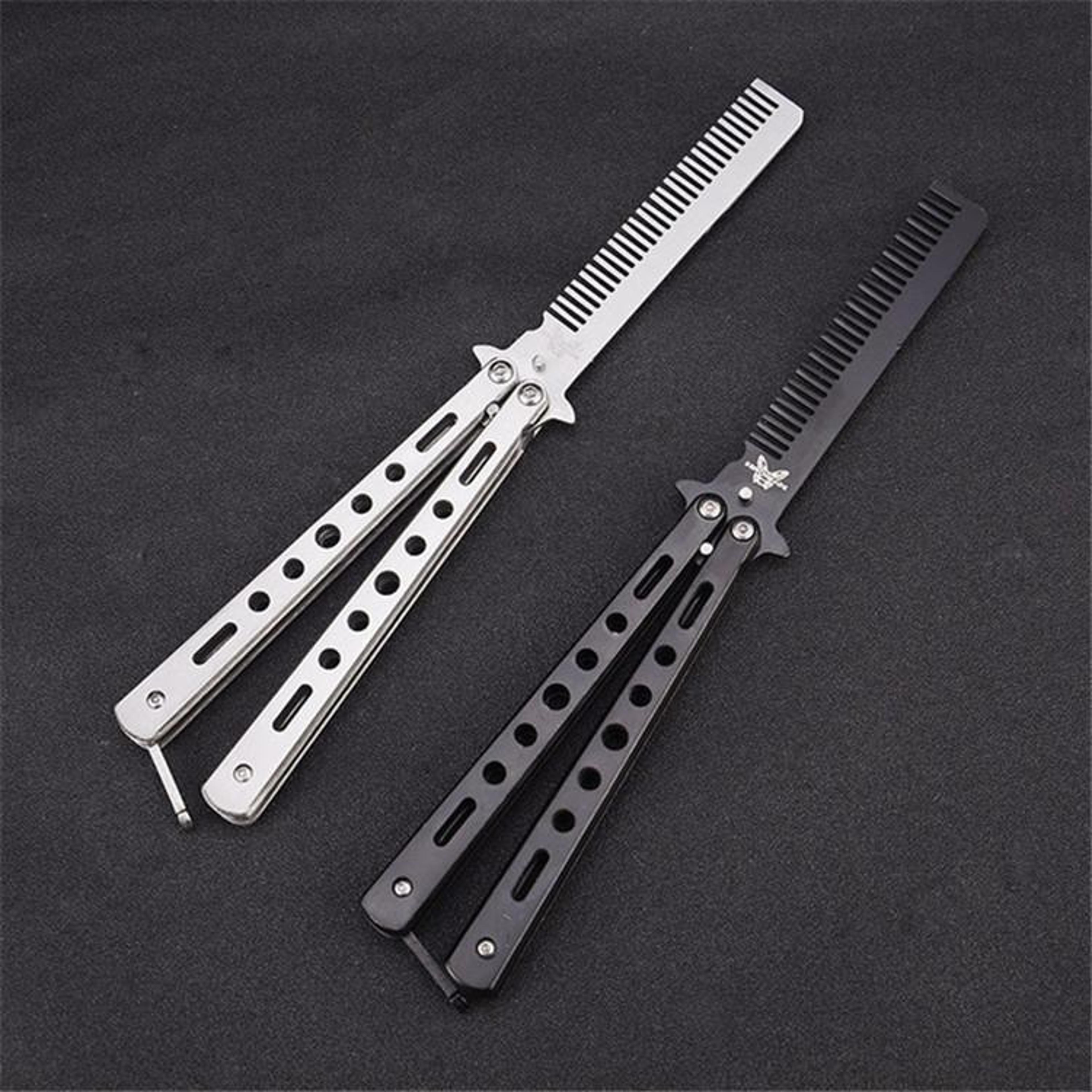 stainless steel butterfly comb trainer practice knife for safe flipping skills