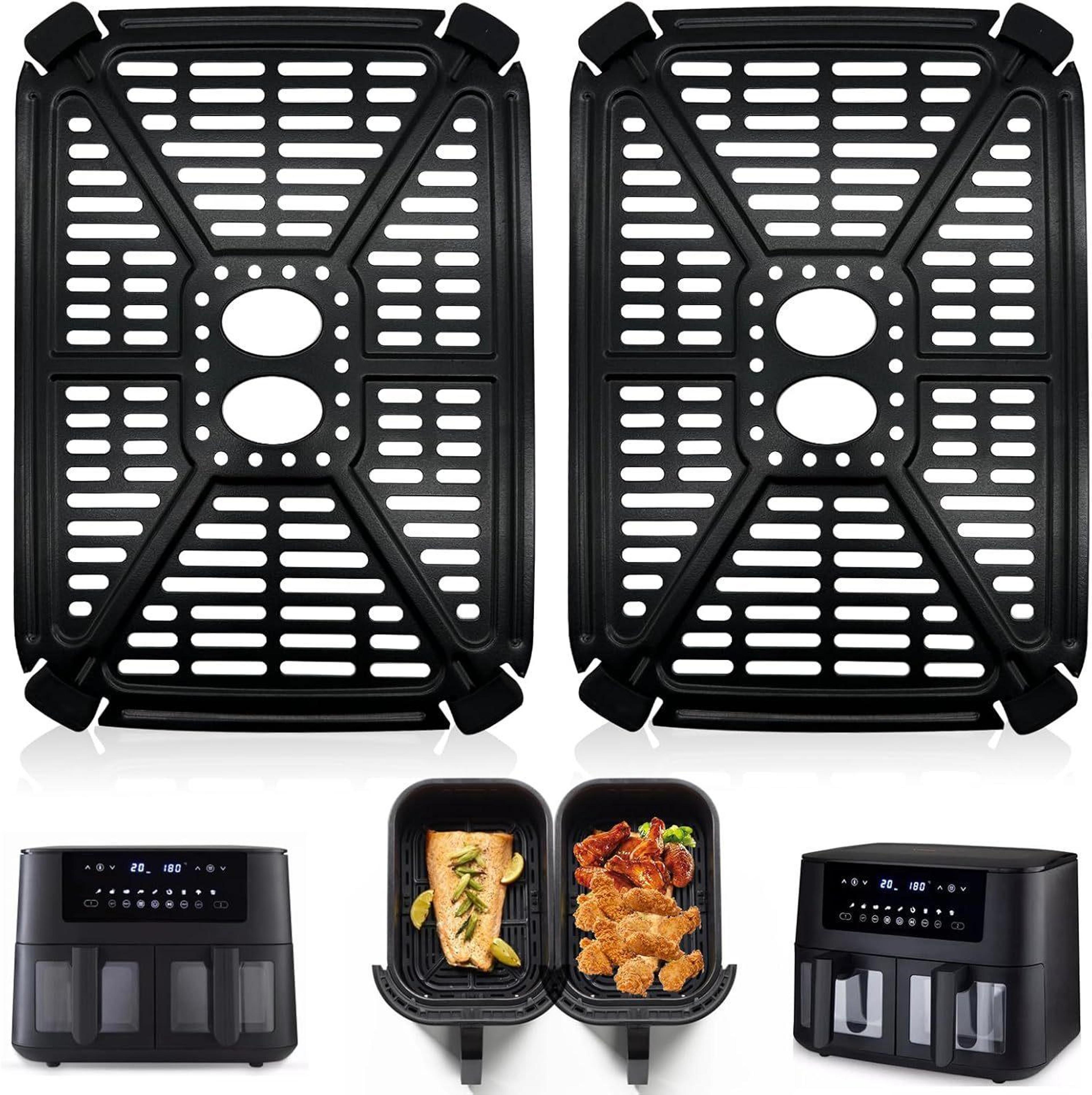 dual air fryer replacement crisper tray & drip pan set nonstick basket insert for holstein 8.4qt
