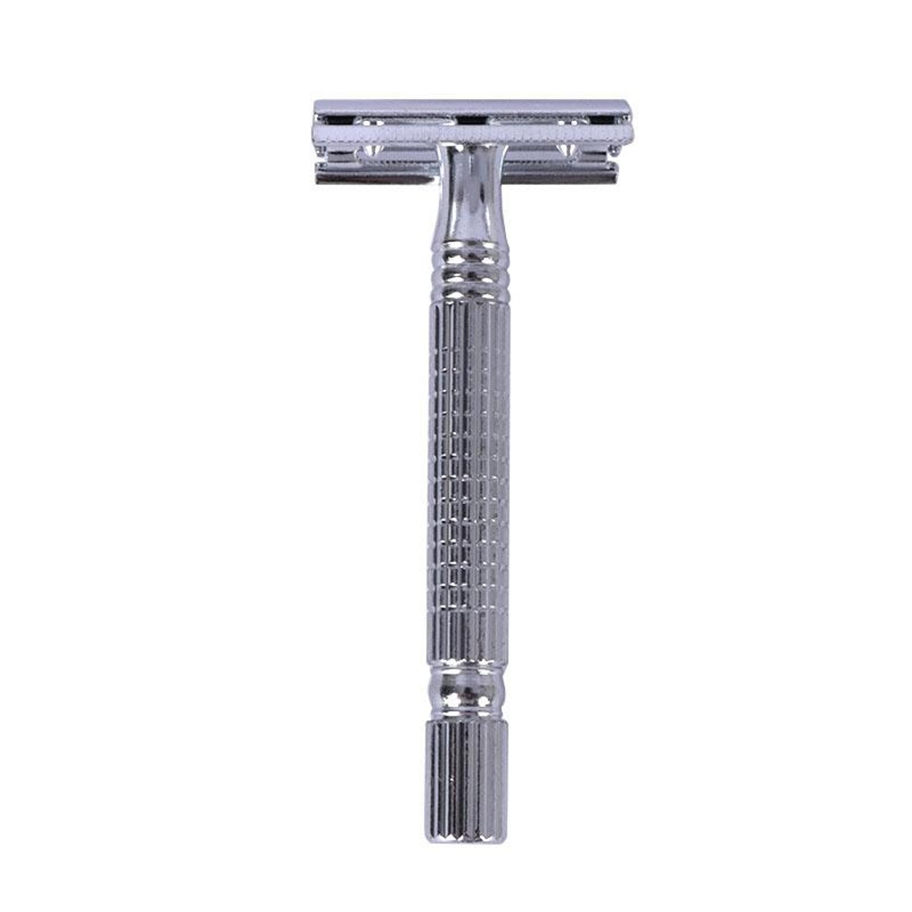 vintage double edge safety razor & stand set for classic close shave grooming kit
